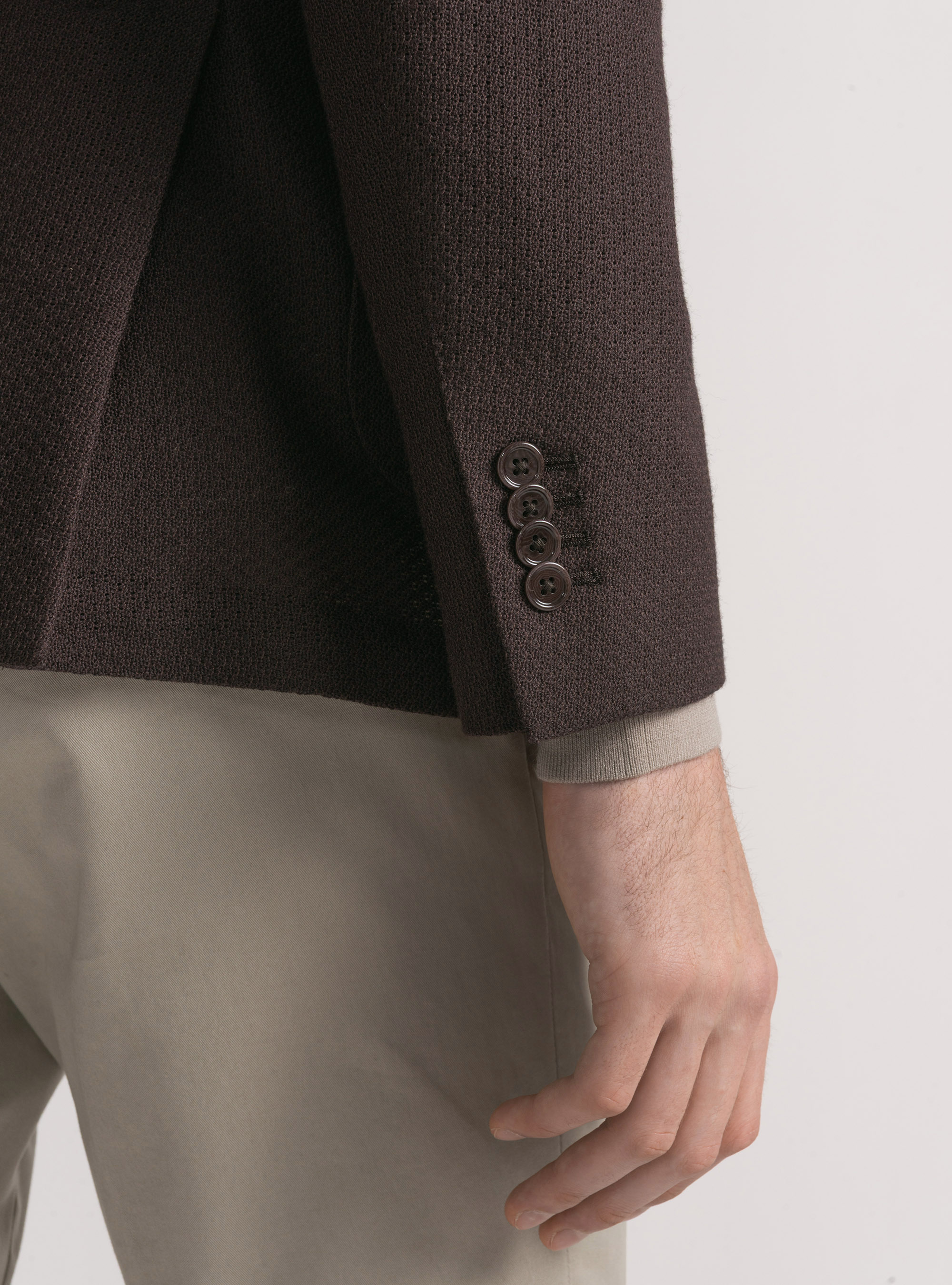 Wool and cotton leno blazer, BROWN