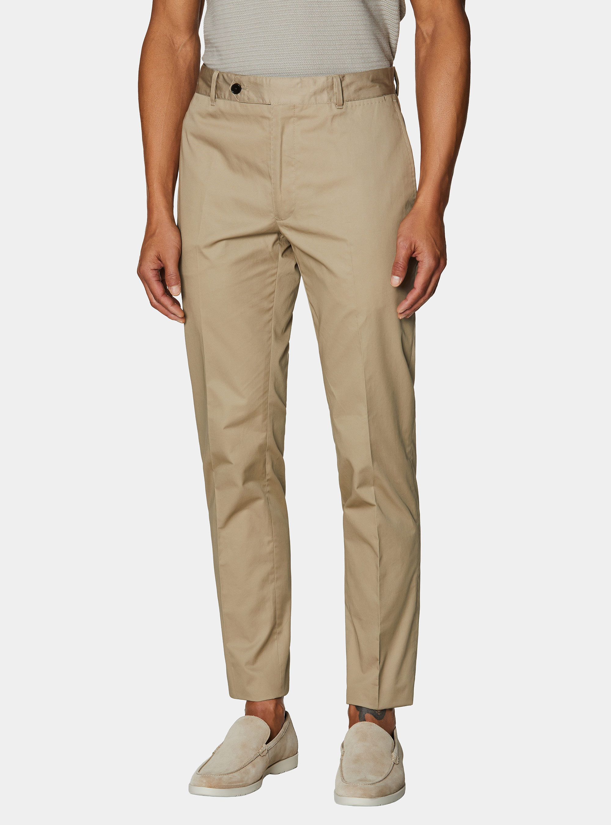 Lightweight twill slim fit chino trousers, MUD