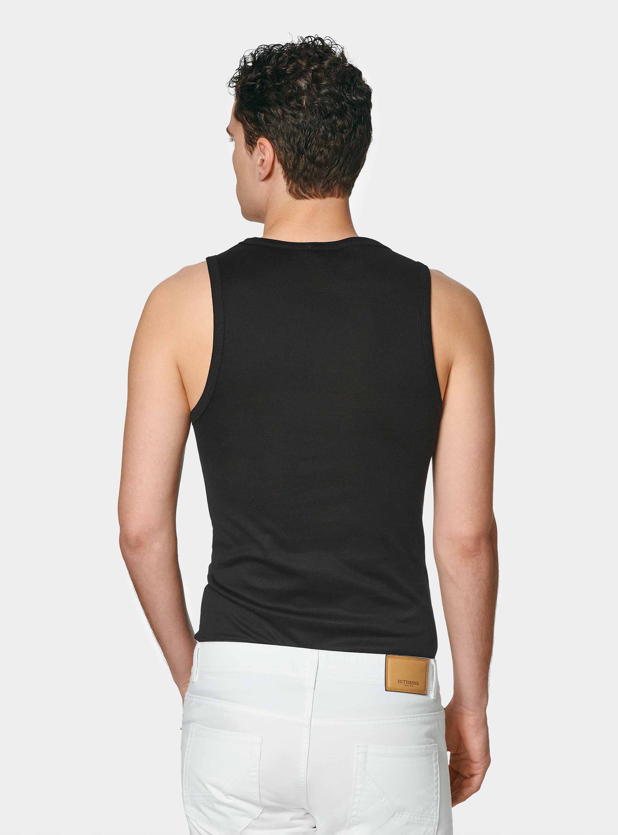 Cotton thread tank top, BLACK