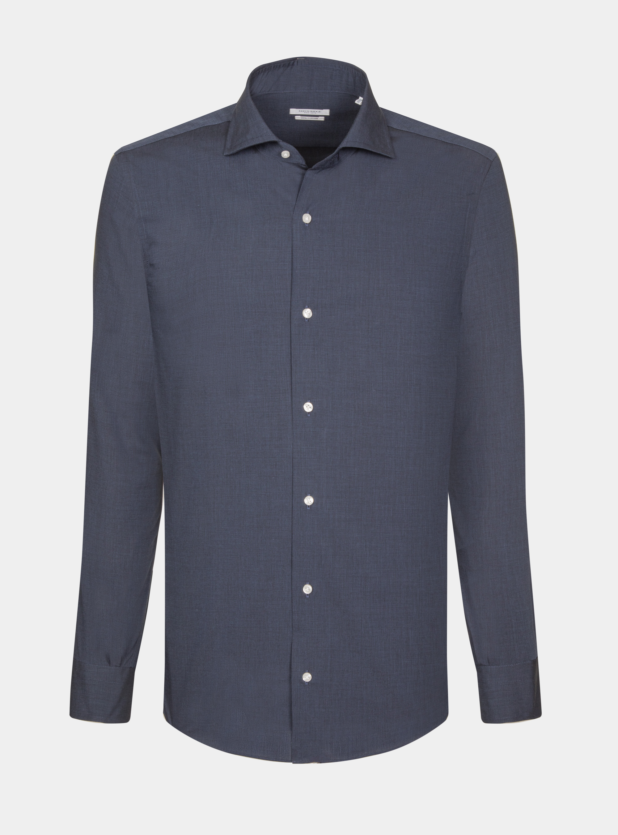 Chemise fil &agrave; fil avec col semi-fran&ccedil;ais, BLEU MARINE