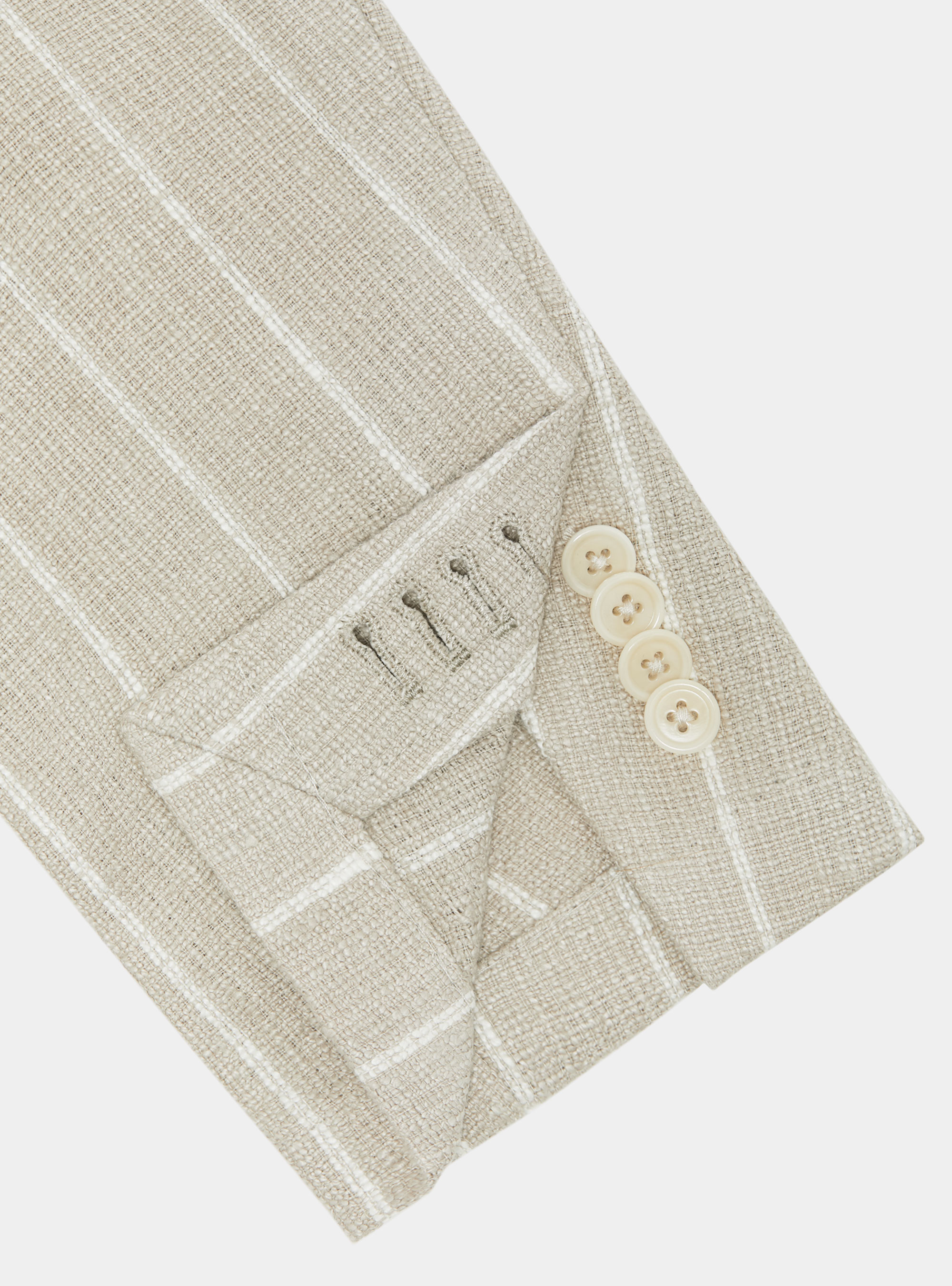 Giacca abito rigato in puro lino crepe, SABBIA