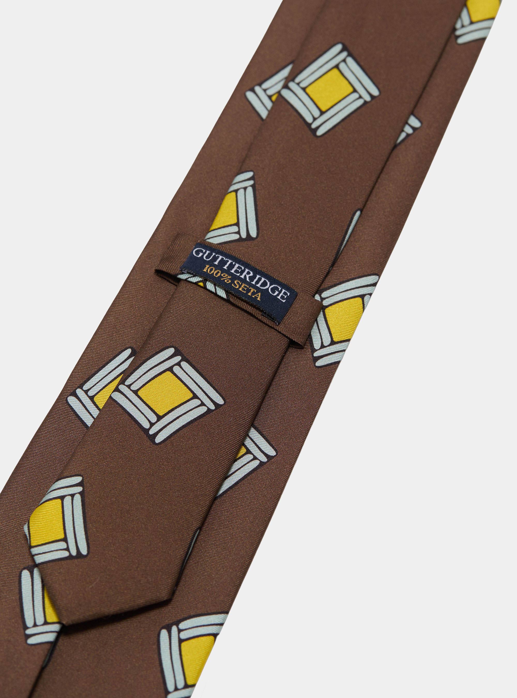 Krawatte aus Seidentwill mit geometrischem Muster, MARRONE 0507C
