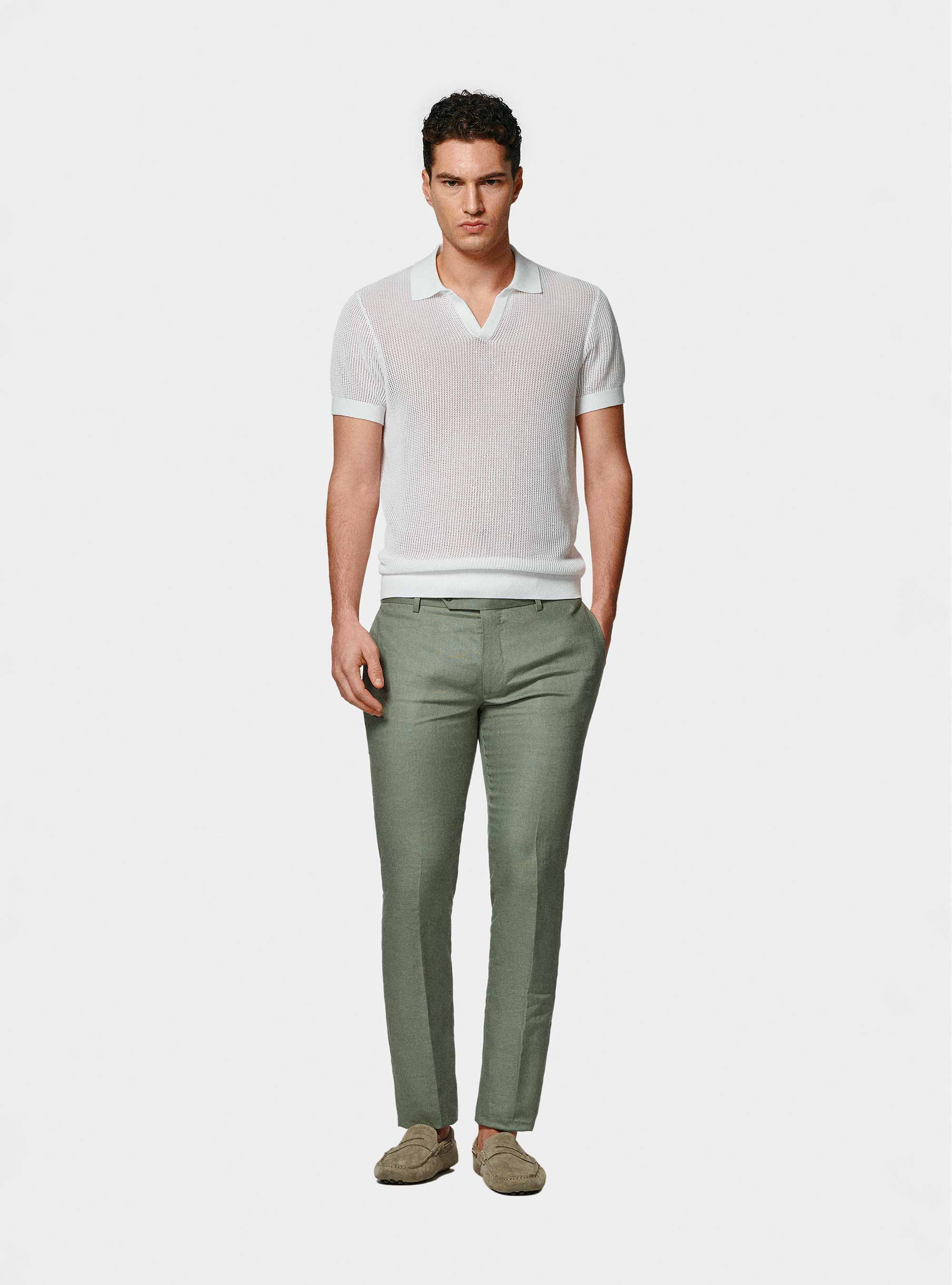 Pure linen suit trousers, SALVIA 0602C
