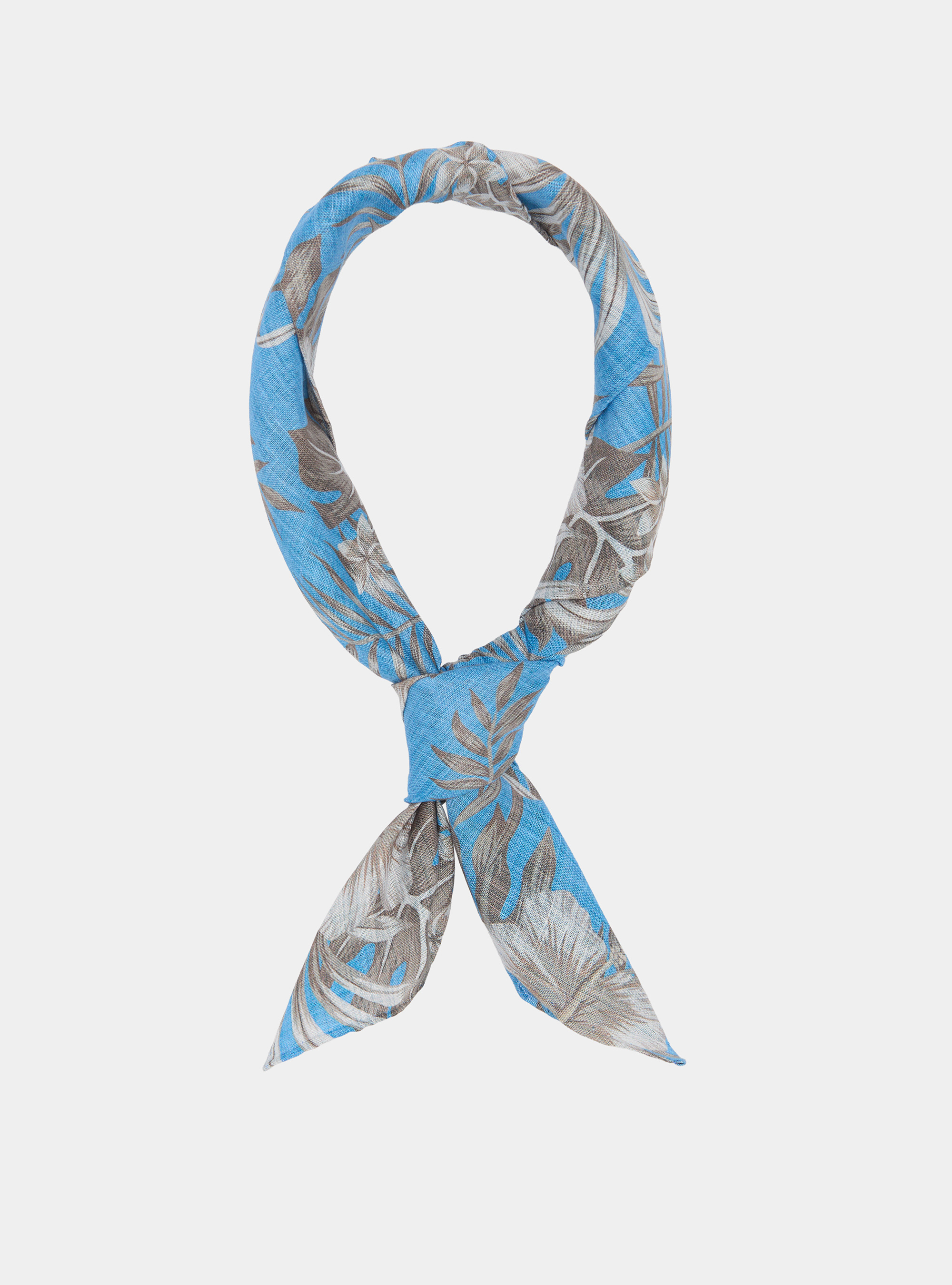 Floral print linen foulard, LIGHT BLUE
