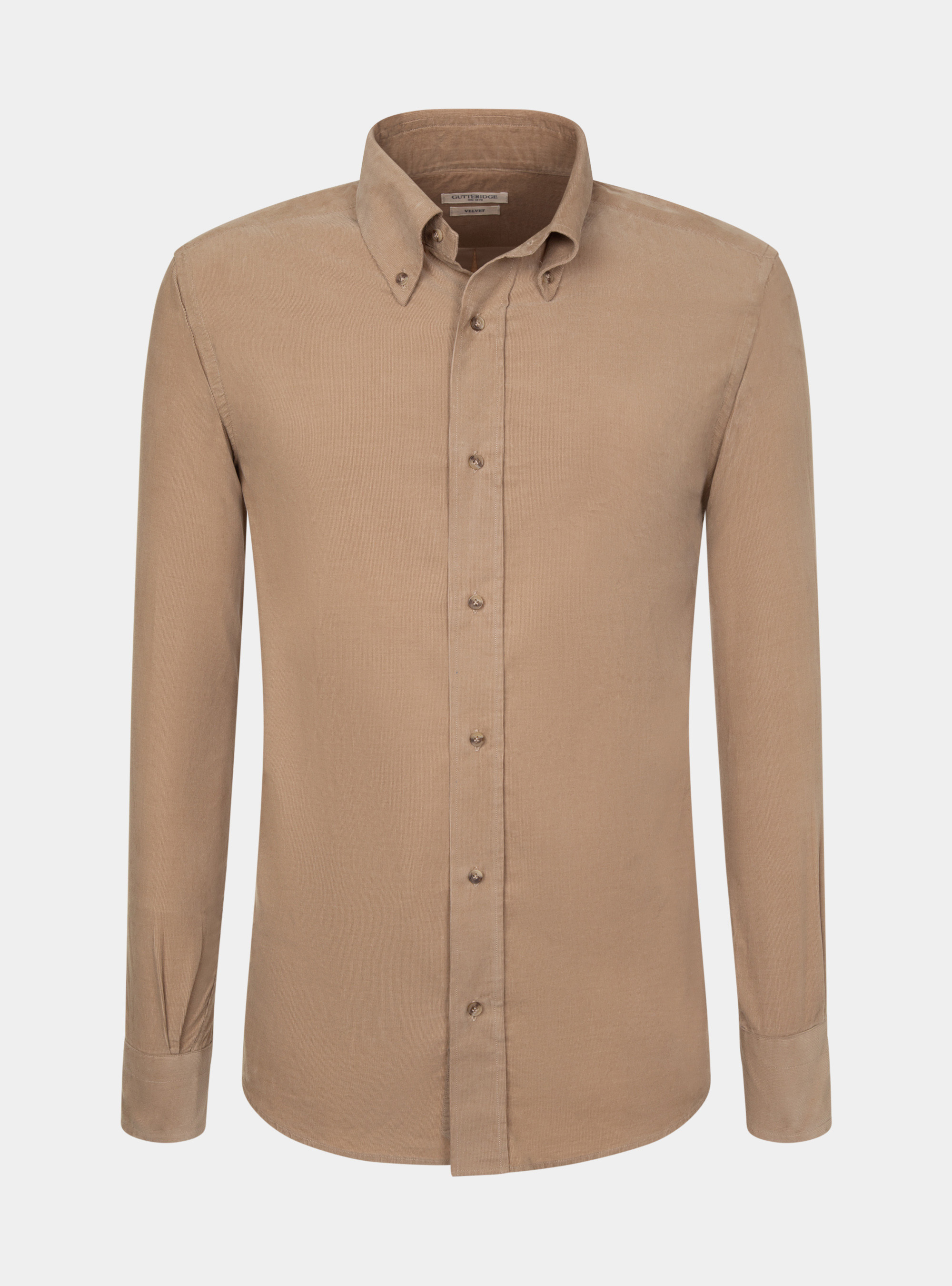 Velvet button down collar shirt, SAND