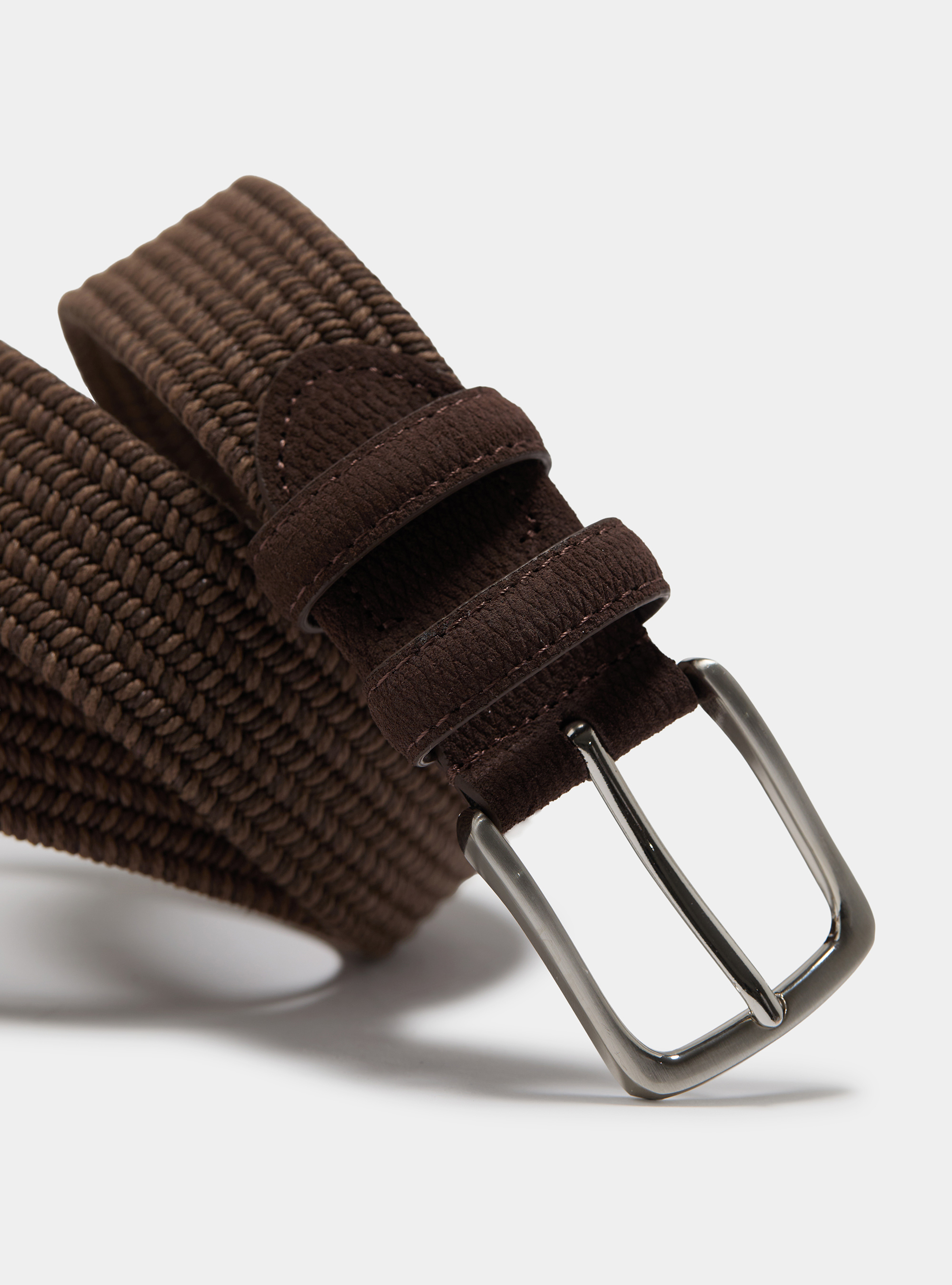 Two-color braided belt, DARK BROWN