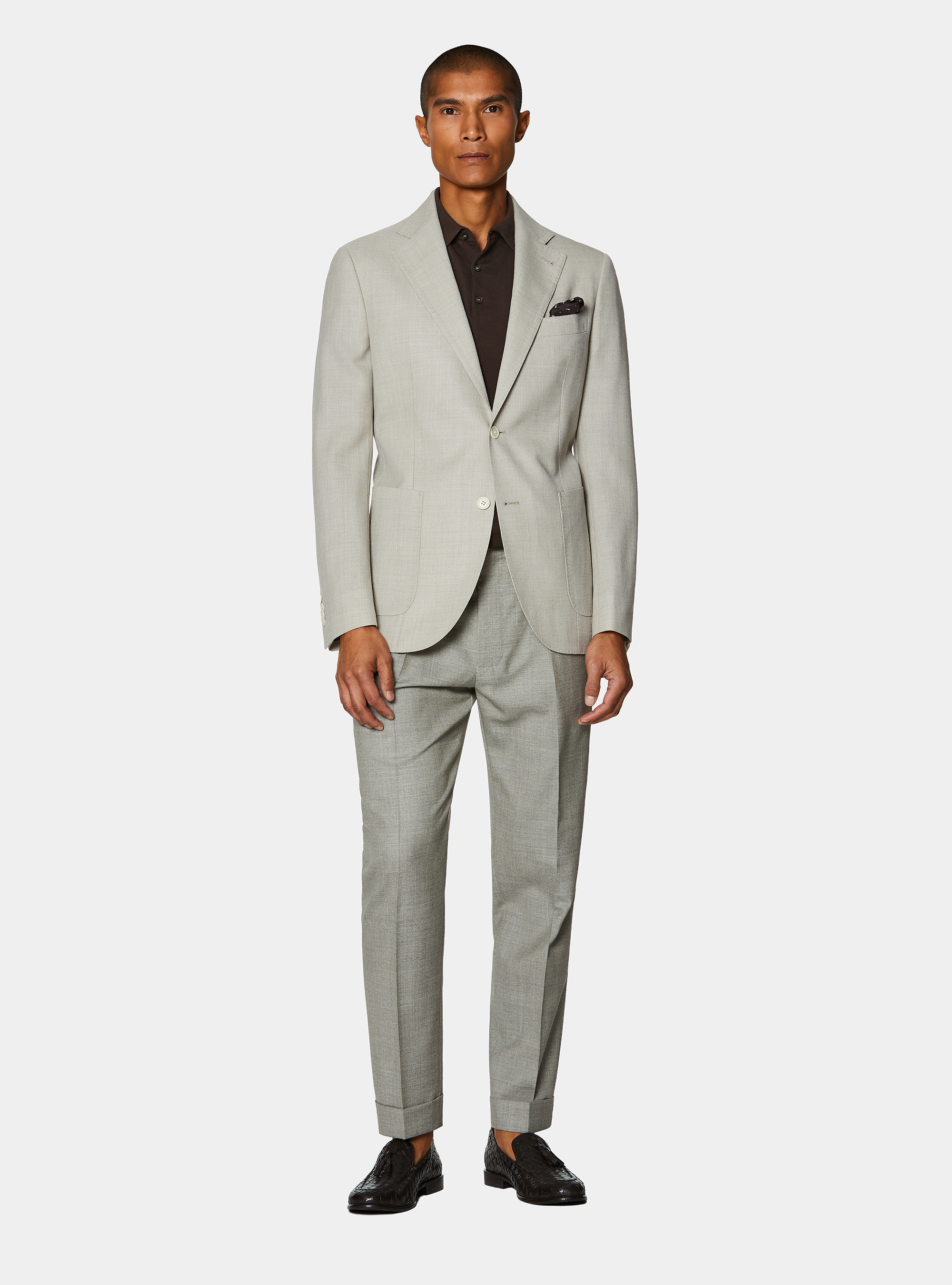 Pure wool hopsack blazer, ECRU