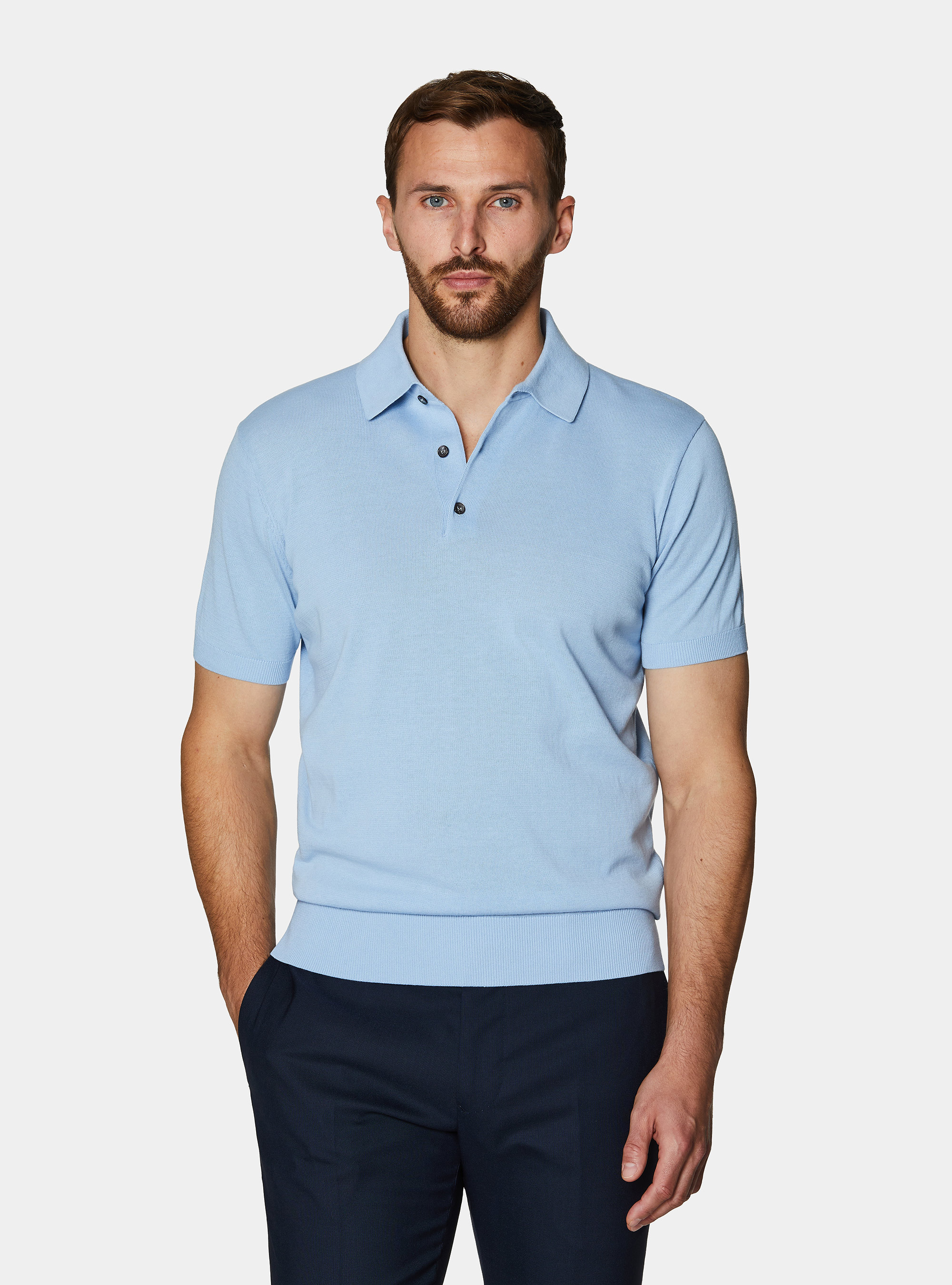 Poloshirt aus extrafeinem Baumwollstrick, 0266C AZZURRO
