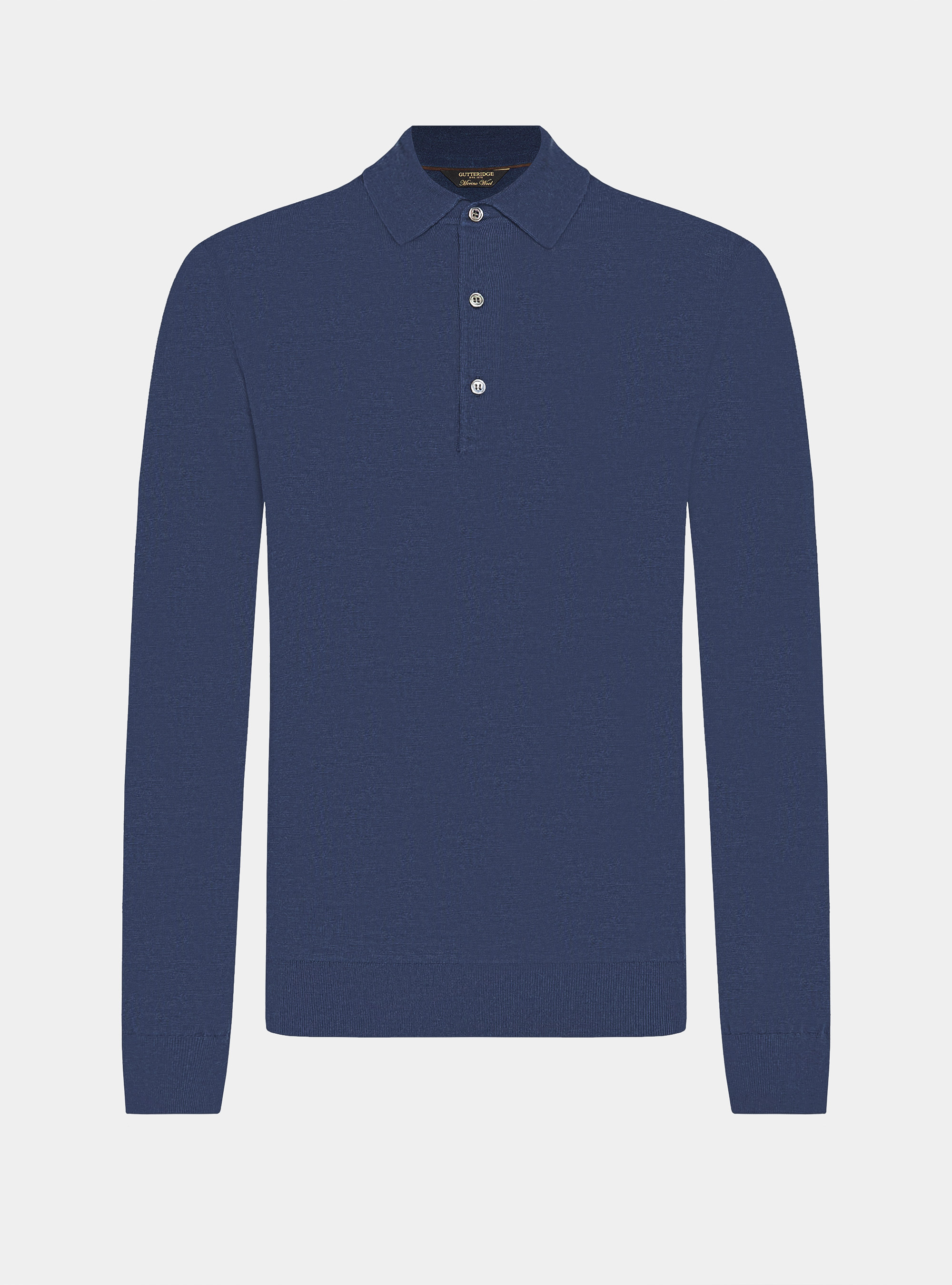 Extra-fine merino wool polo shirt, INK
