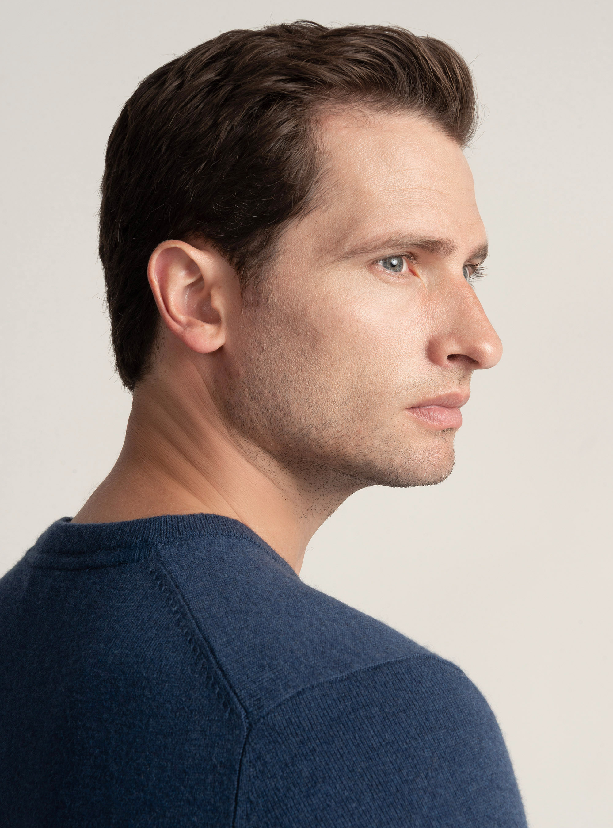 Maglia girocollo in lana lambswool e cashmere, INCHIOSTRO