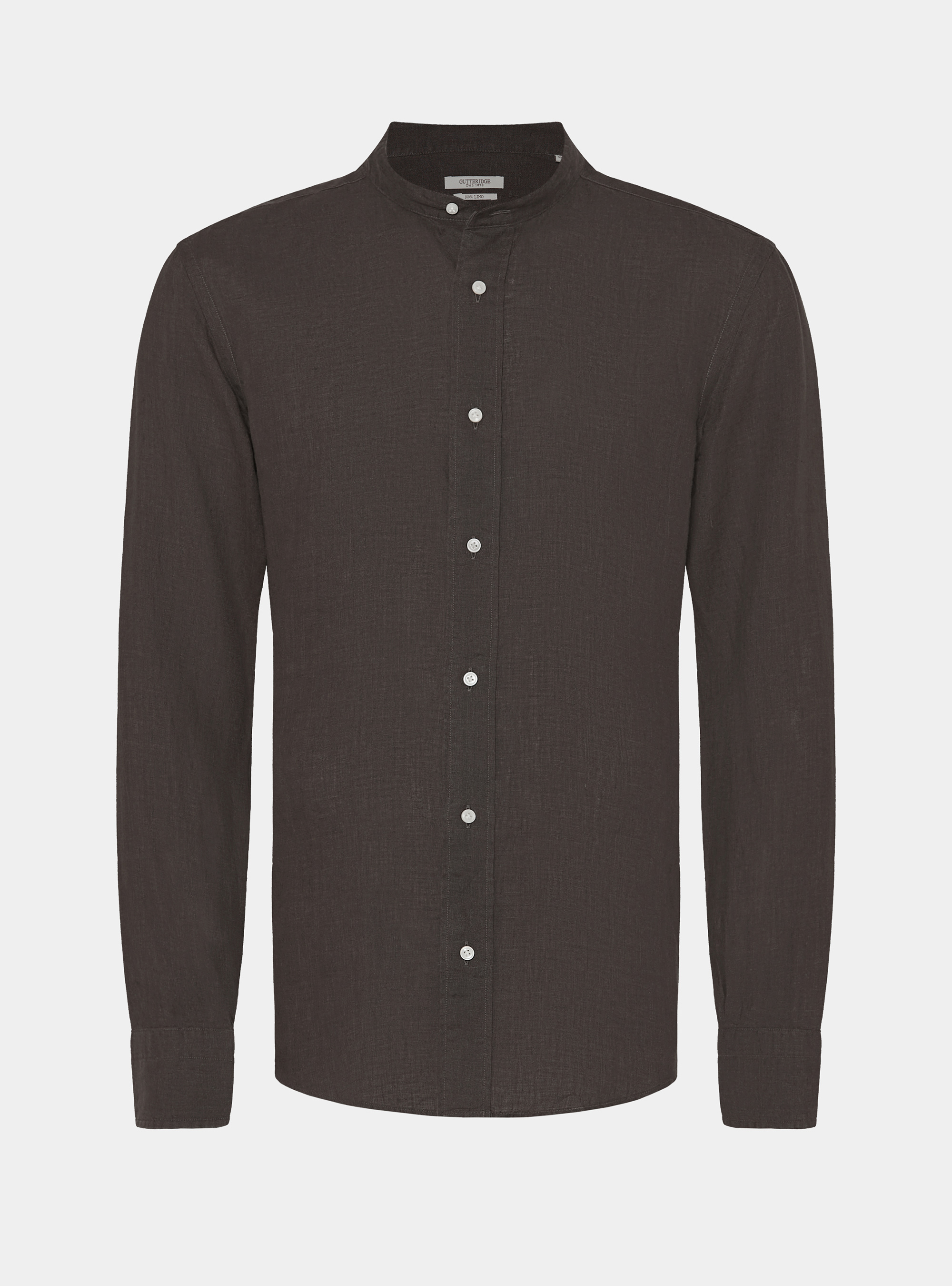 Korean shirt in pure linen, BROWN