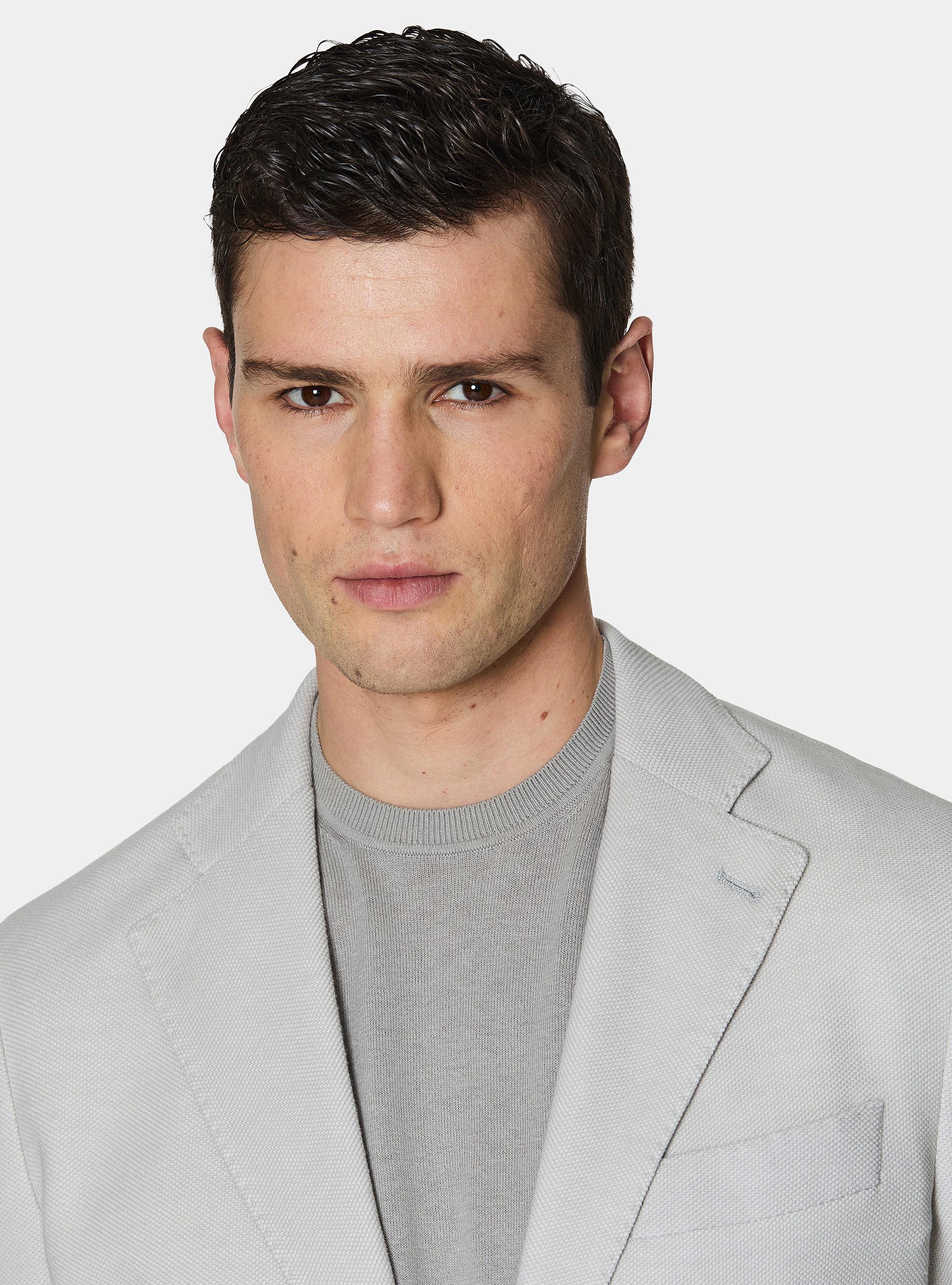Cotton blend jersey blazer, GRIGIO CHIARO 0256C