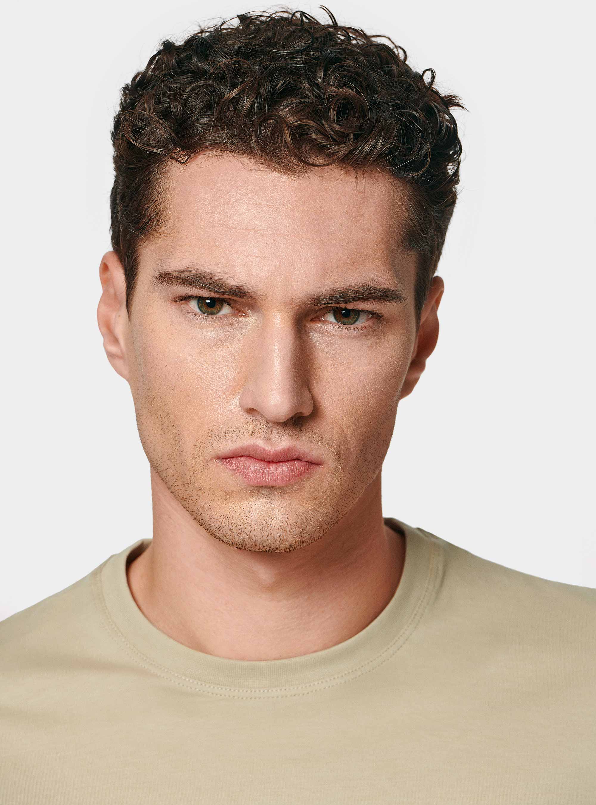 Half-sleeve T-shirt in Supima cotton, SAND