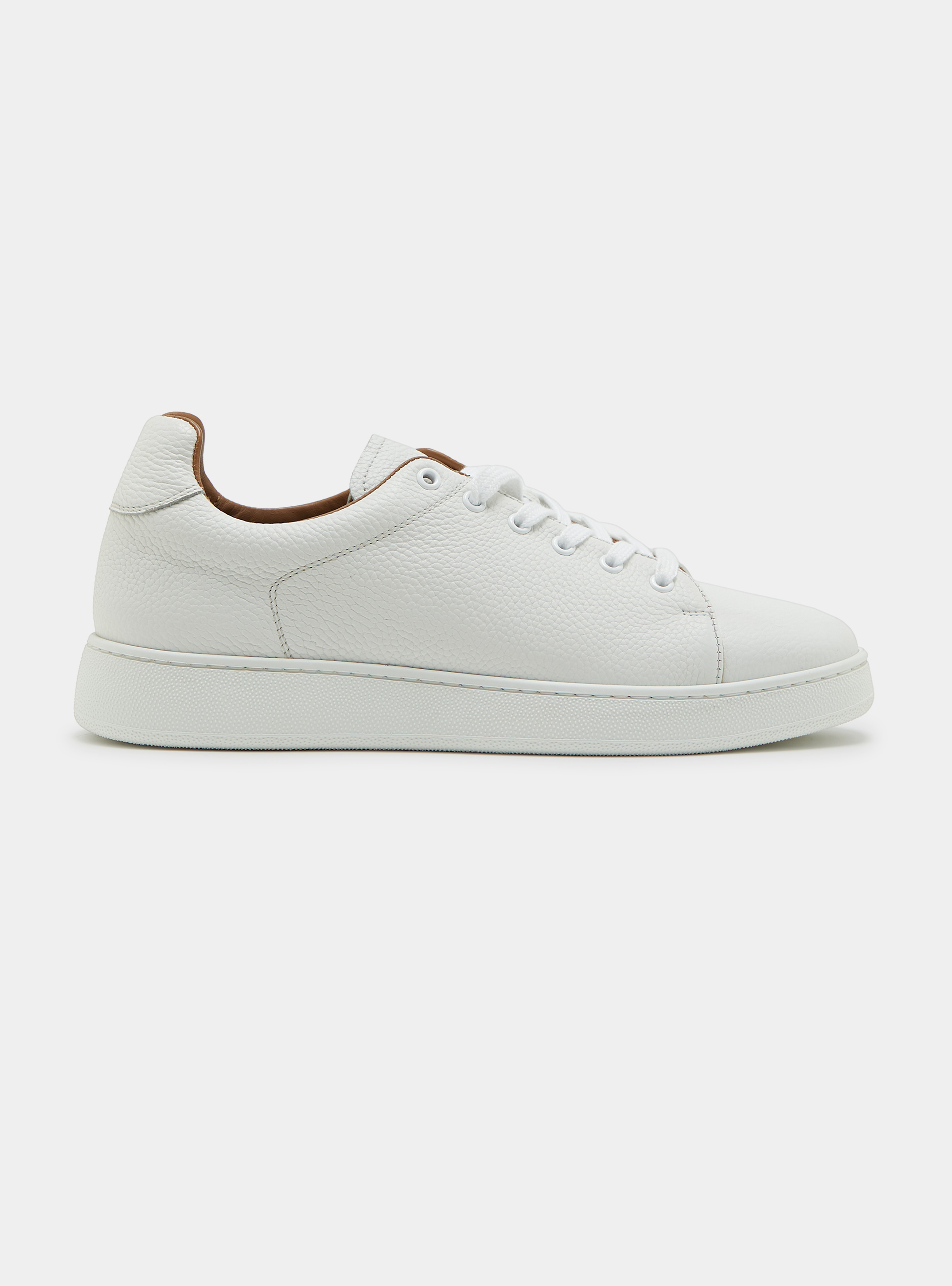 Turnschuhe aus genarbtem Leder, BIANCO 0099C