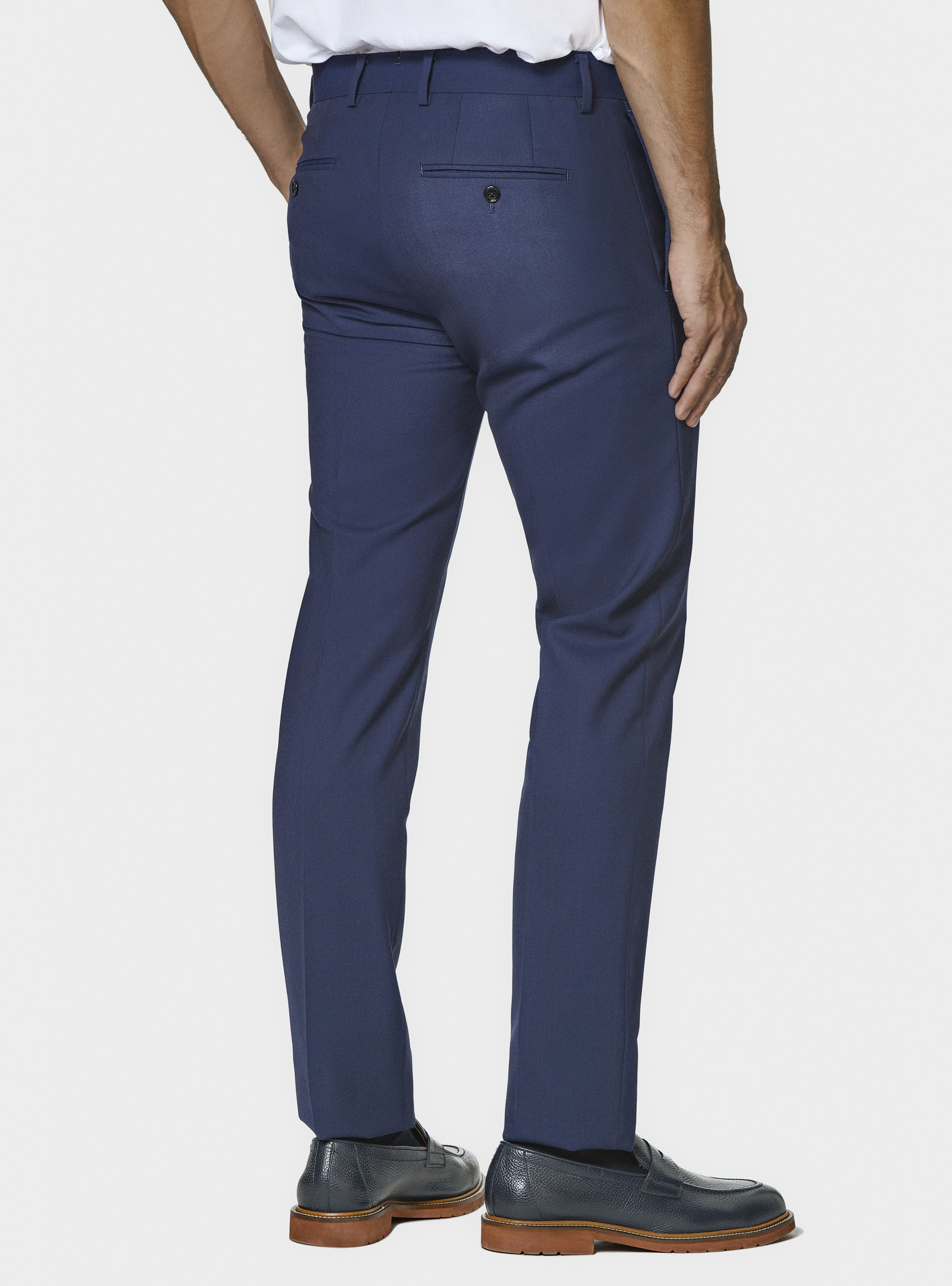 Pantaloni abito travel in pura lana Cerruti, BLU NAVY