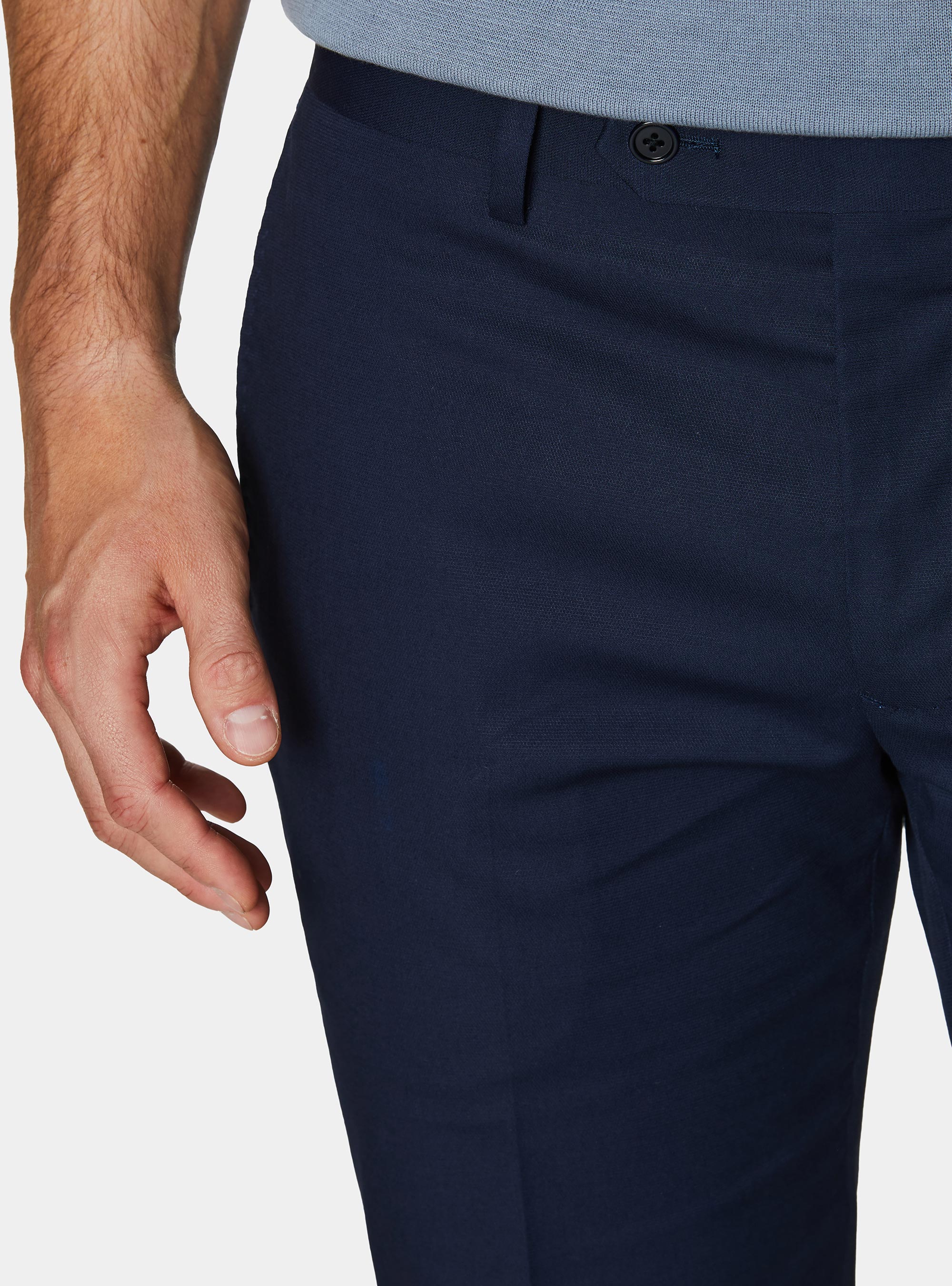 Cotton suit trousers, NAVY BLUE