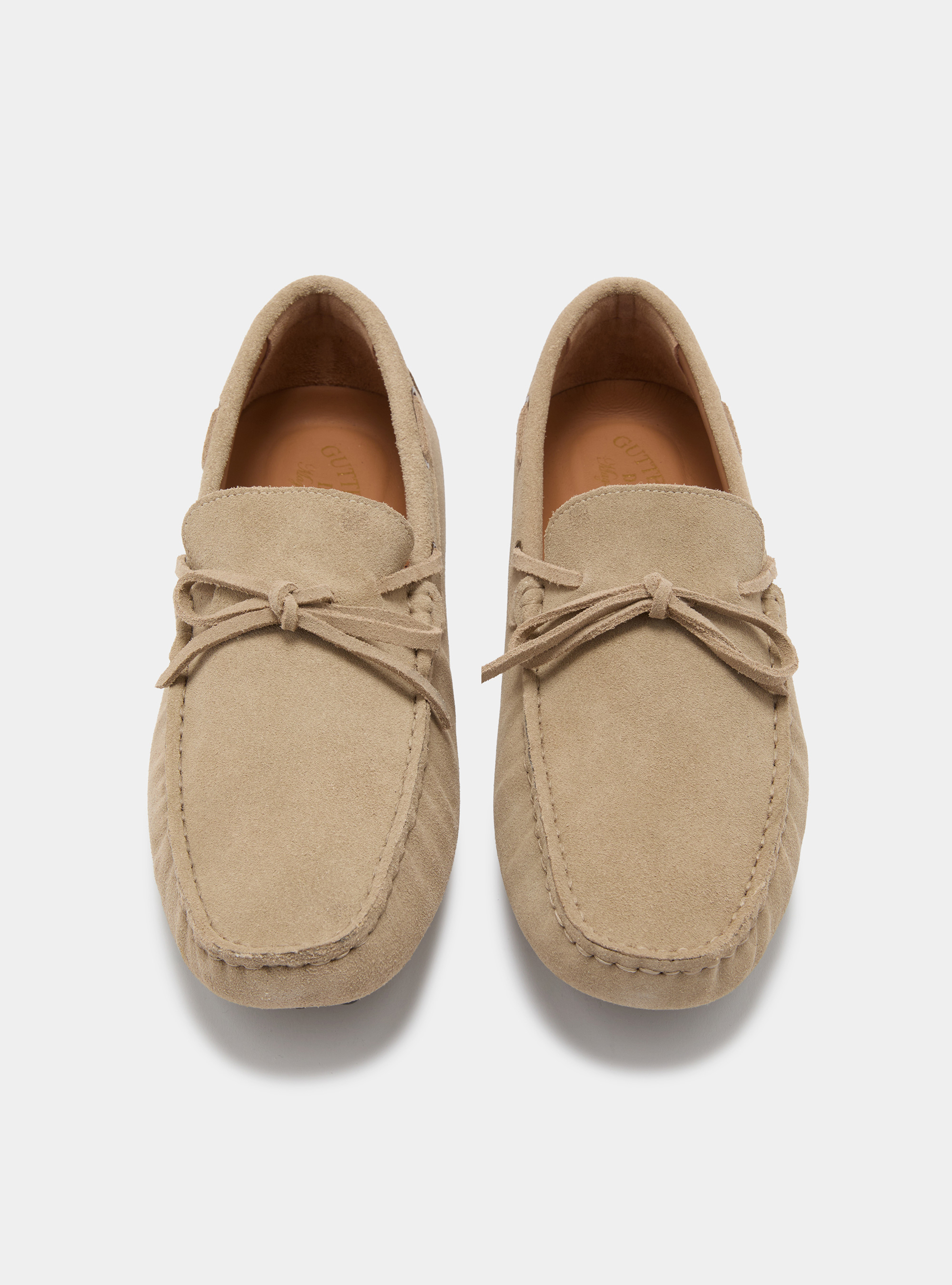 Suede boat loafers, ECRU