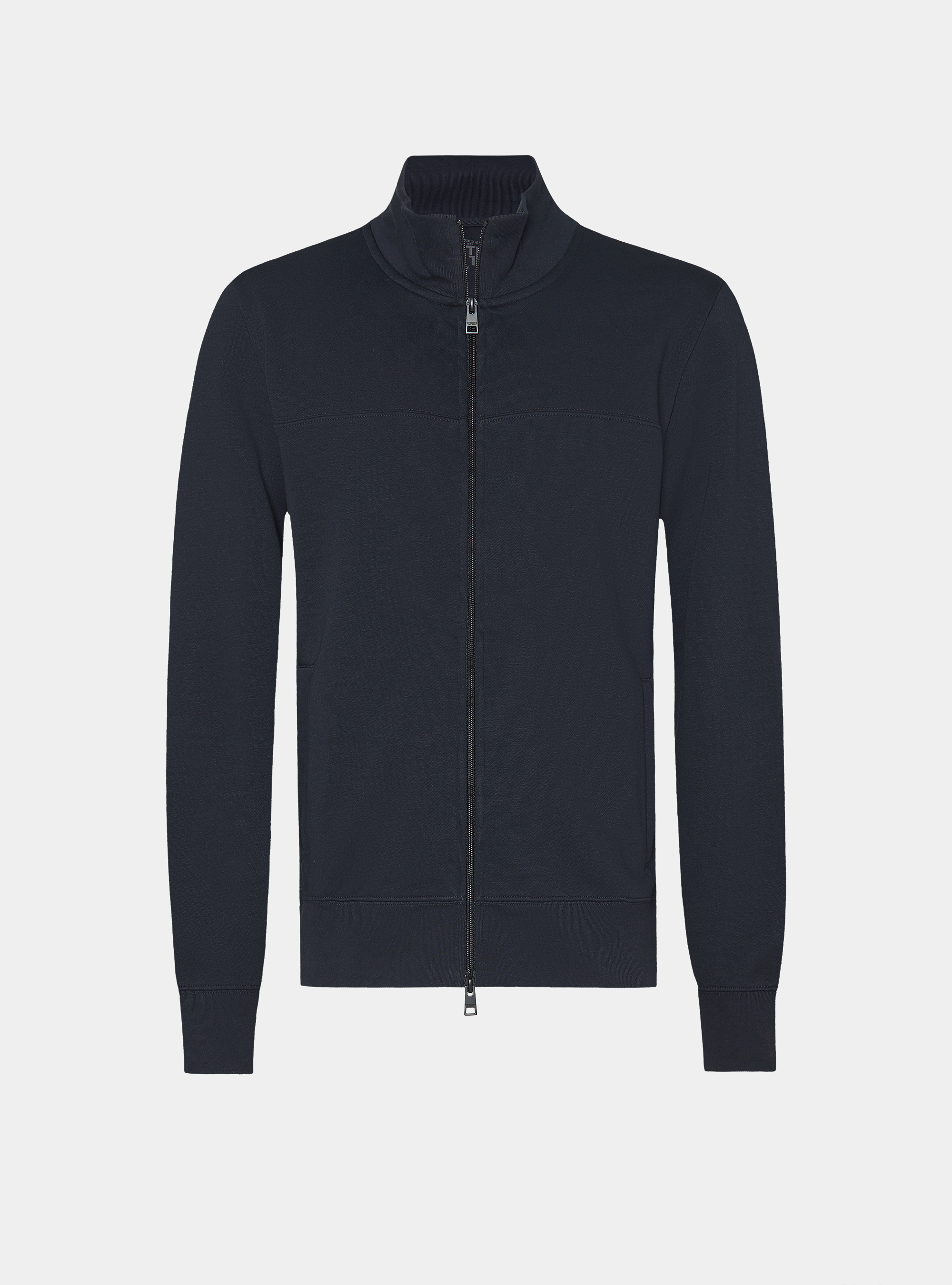 Cotton blend full zip sweatshirt, NAVY BLUE