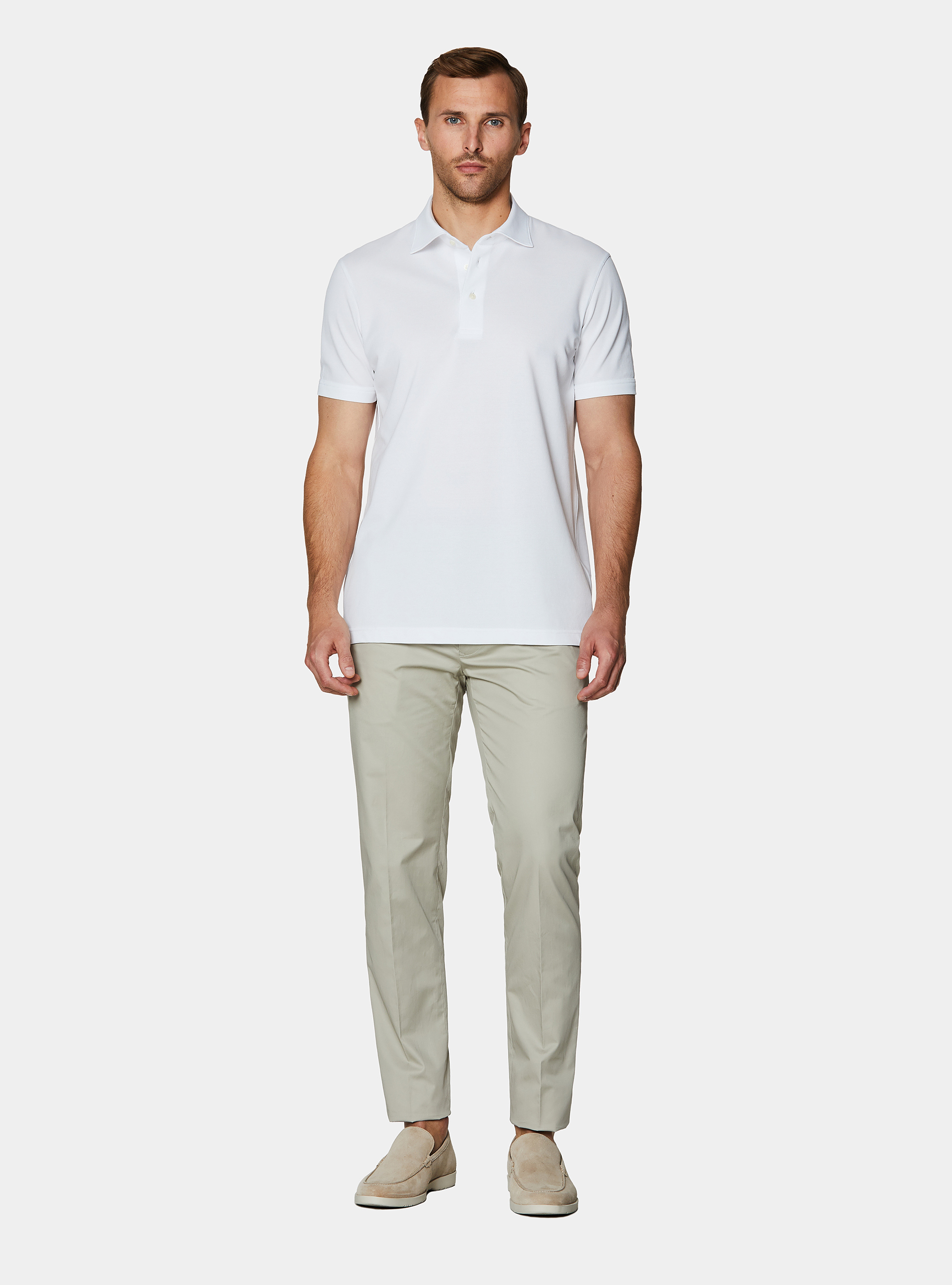 Polo en piqu&eacute; extensible GT01, BLANC