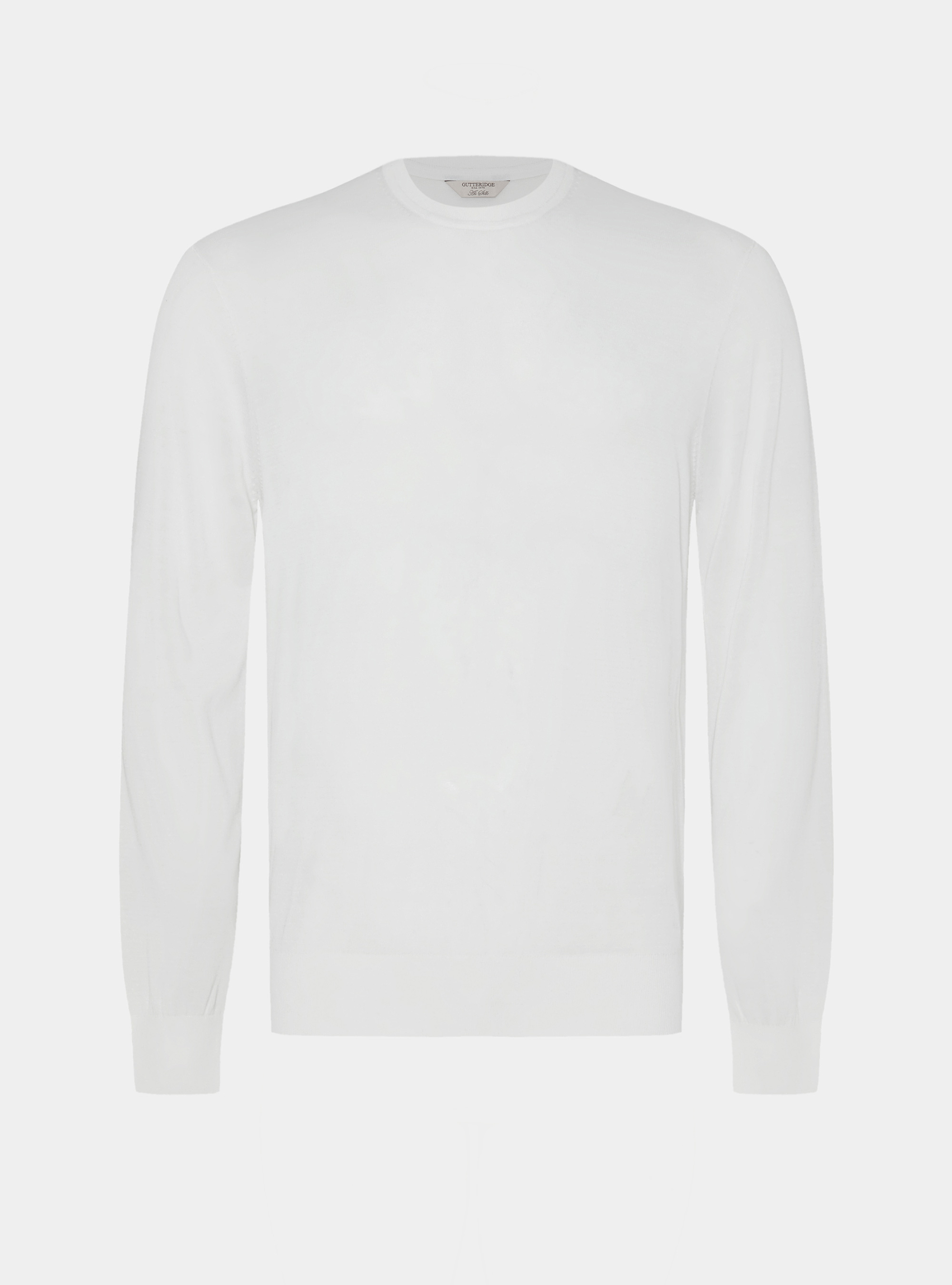 Cotton and silk crew neck sweater, WHITE