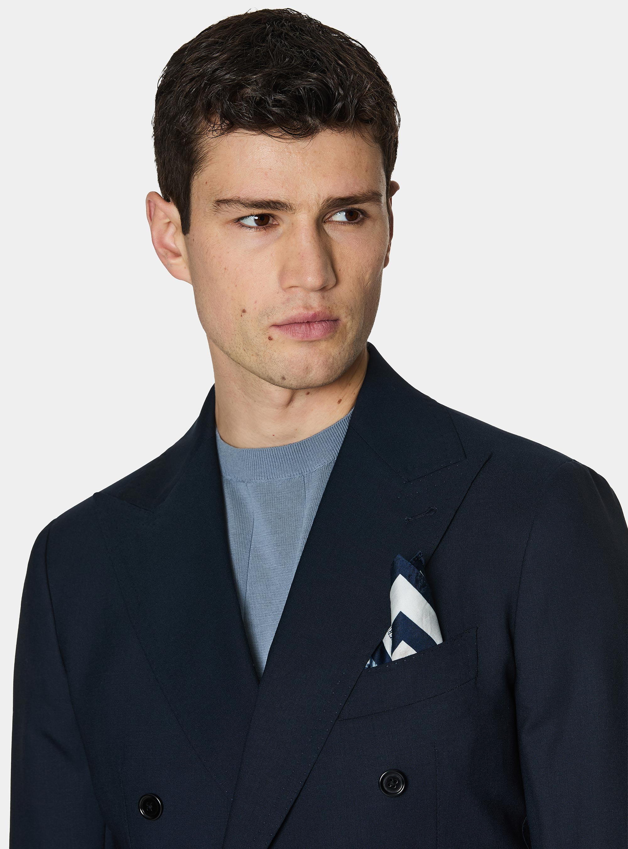 Veste crois&eacute;e en pure laine Vitale Barberis Canonico, BLEU