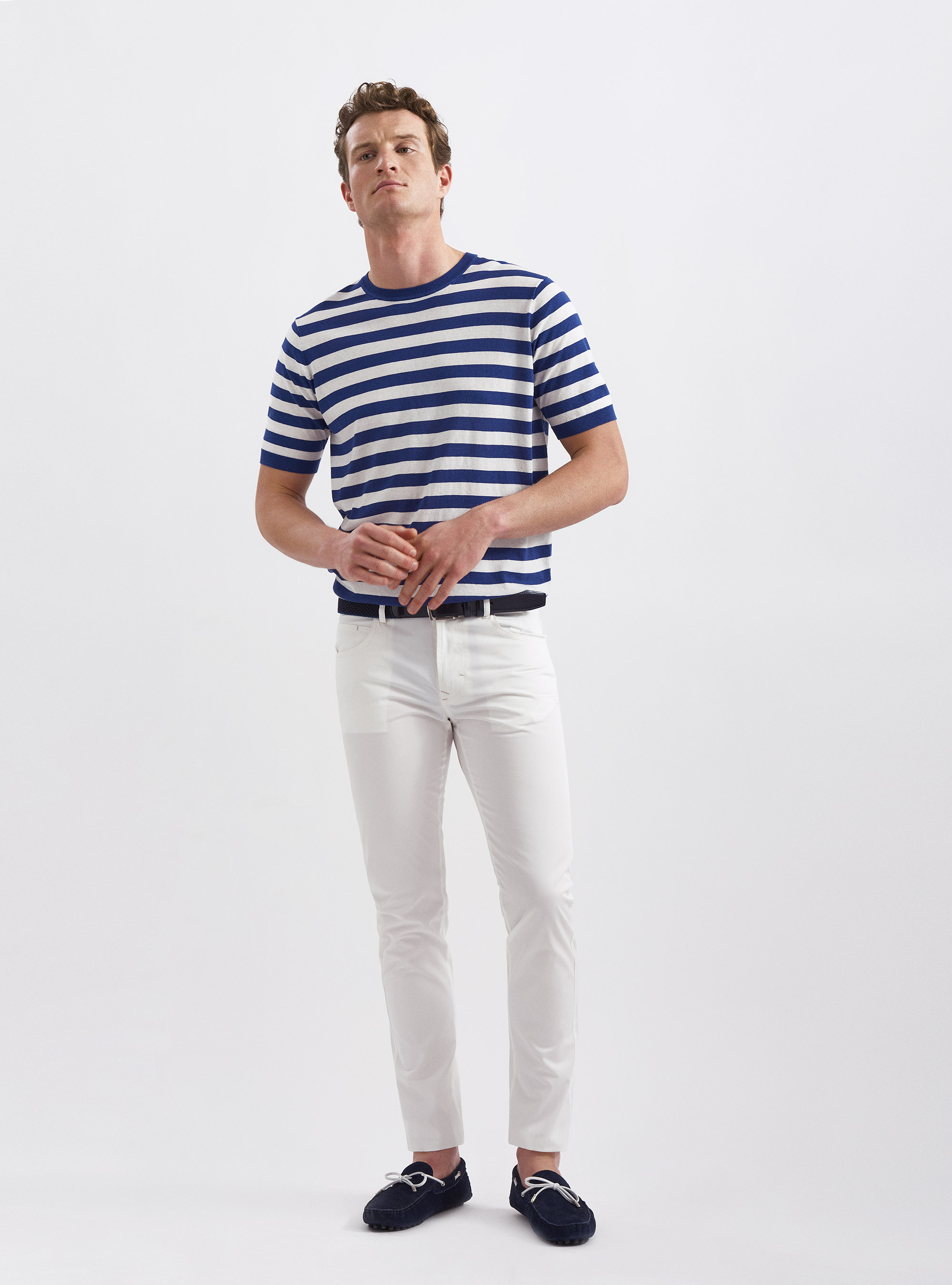 Lightweight cotton twill 5-pocket trousers, WHITE