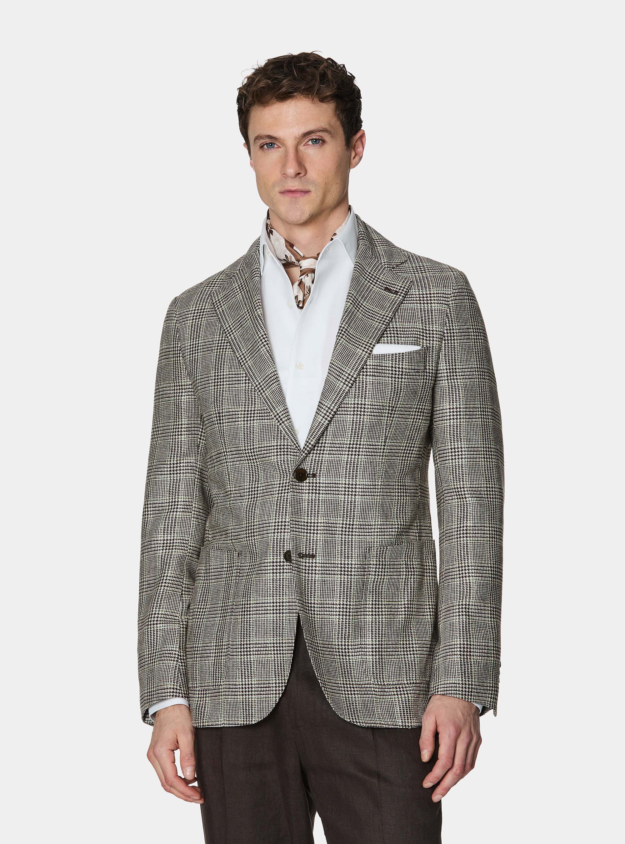 Pure silk patterned blazer, MUD