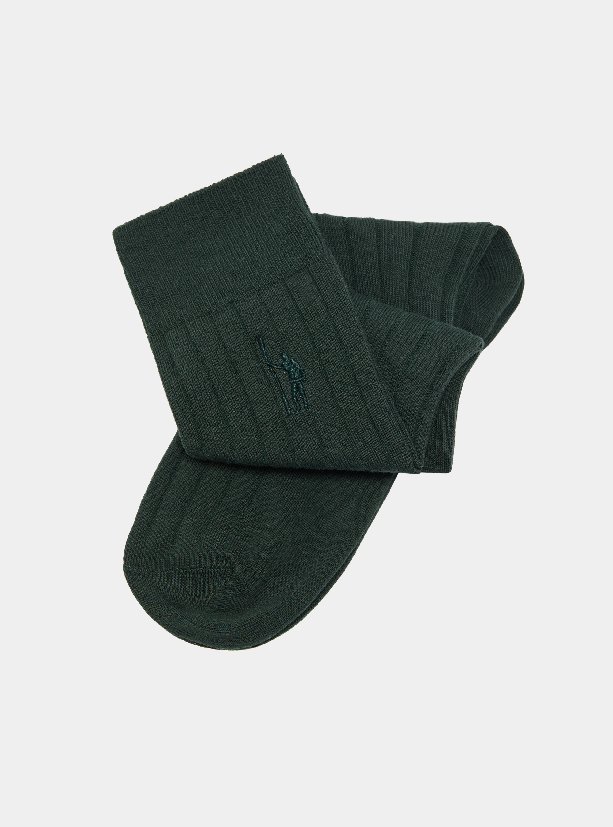 Ribbed socks with embroidery, GREEN