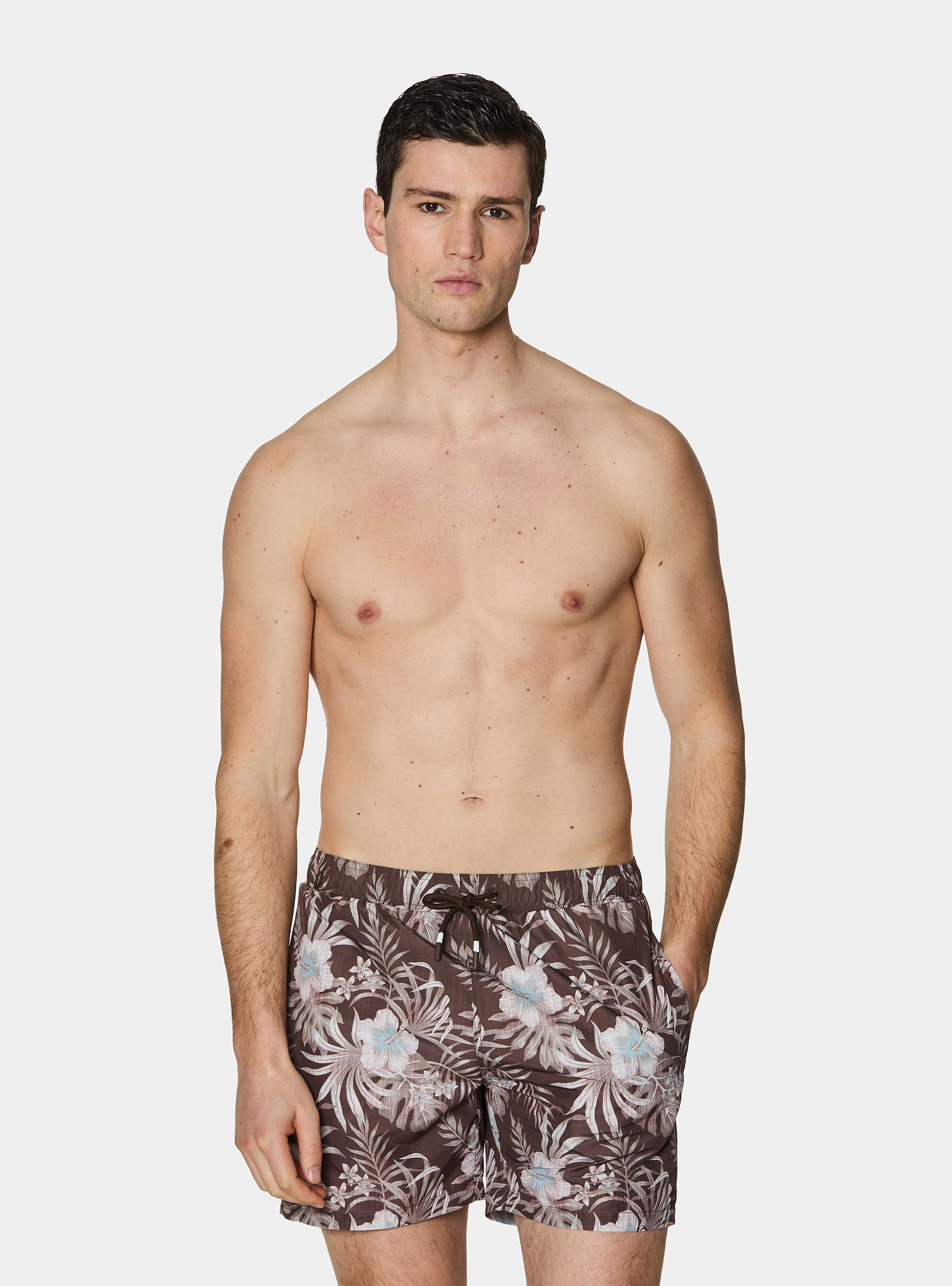 Floral print swimwear, BROWN