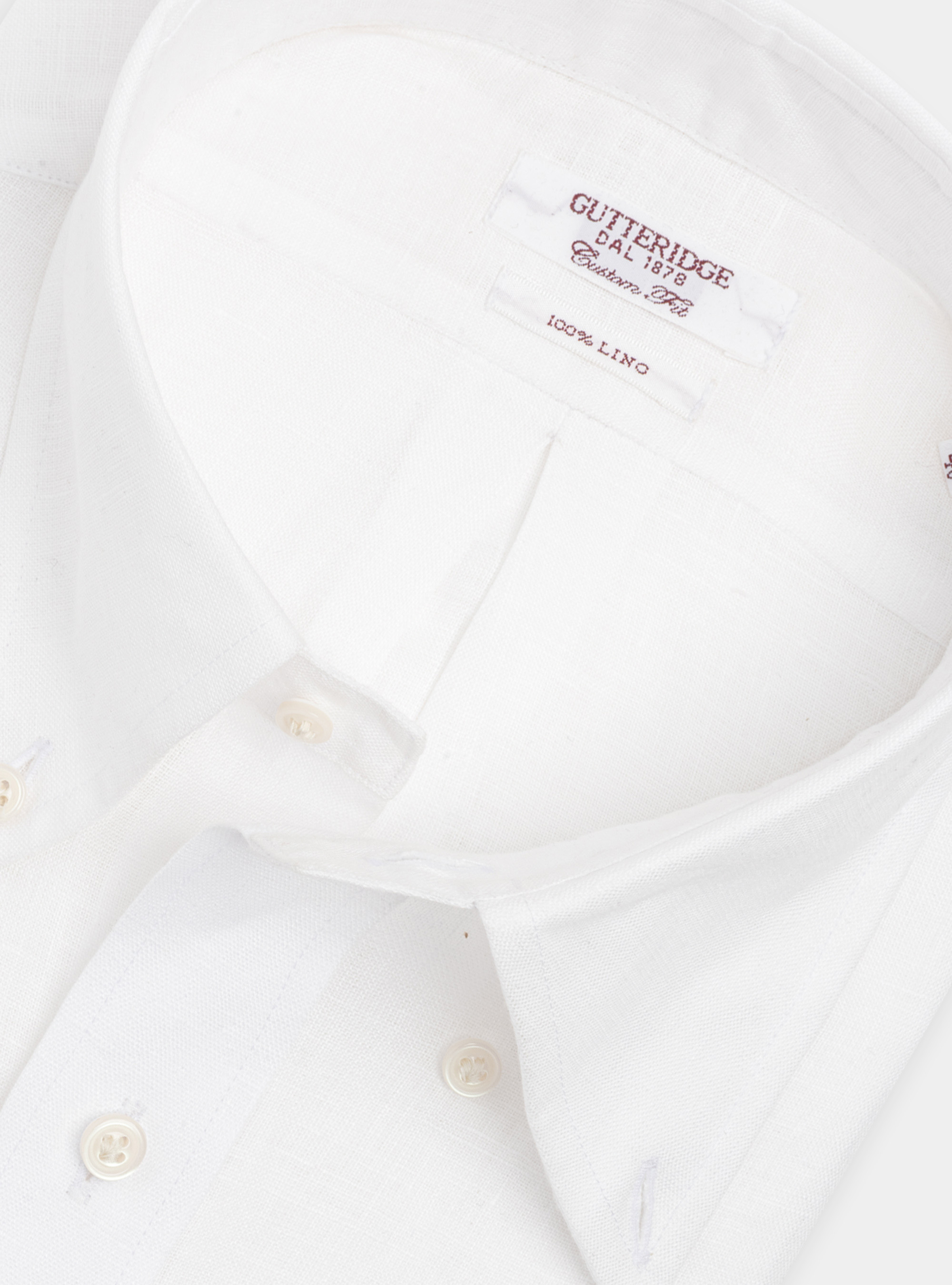 Classic fit comfortable shirt in pure linen with button-down collar, WHITE