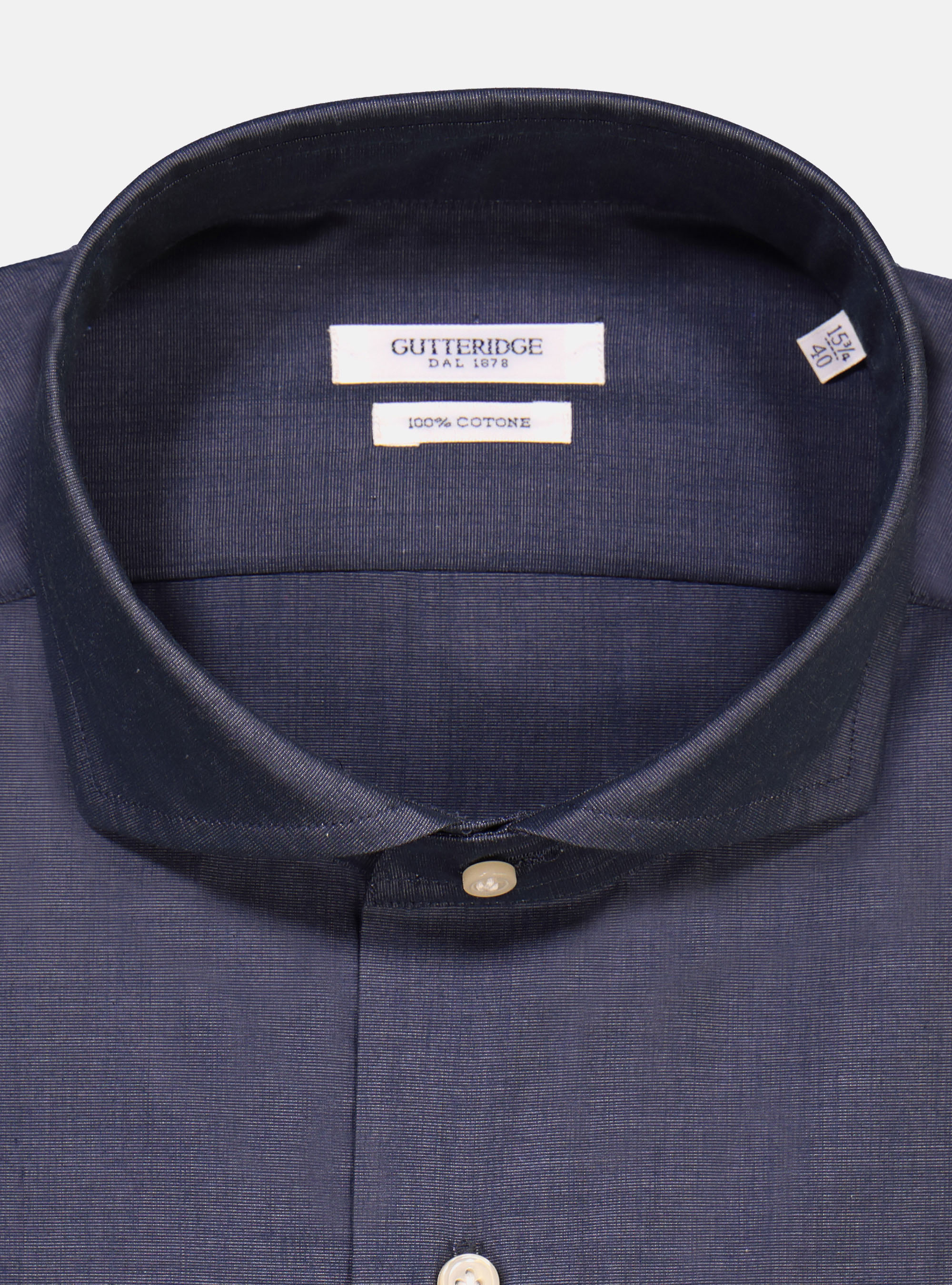 Camisa con cuello franc&egrave;s en algod&ograve;n, AZUL MARINO
