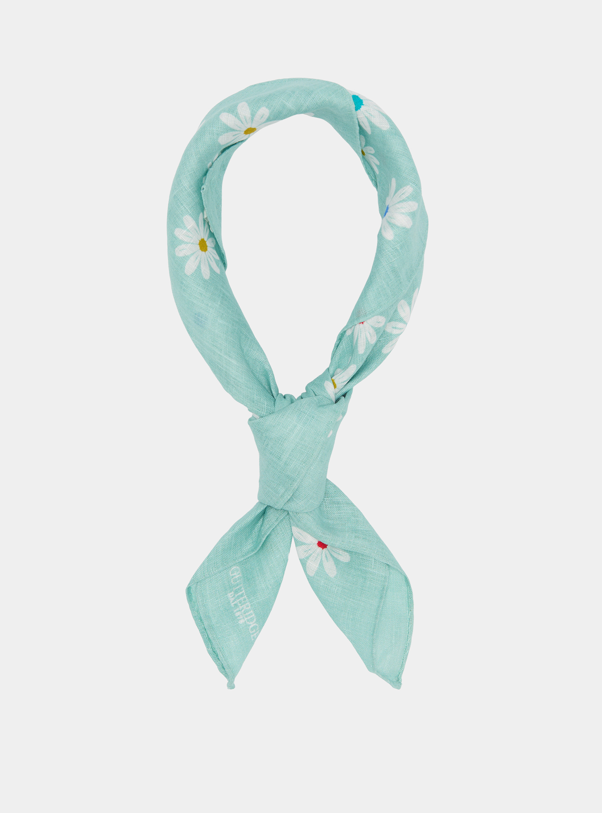 Foulard en lin imprim&eacute; fleurs, AZZURRO TIFFANY 0277C