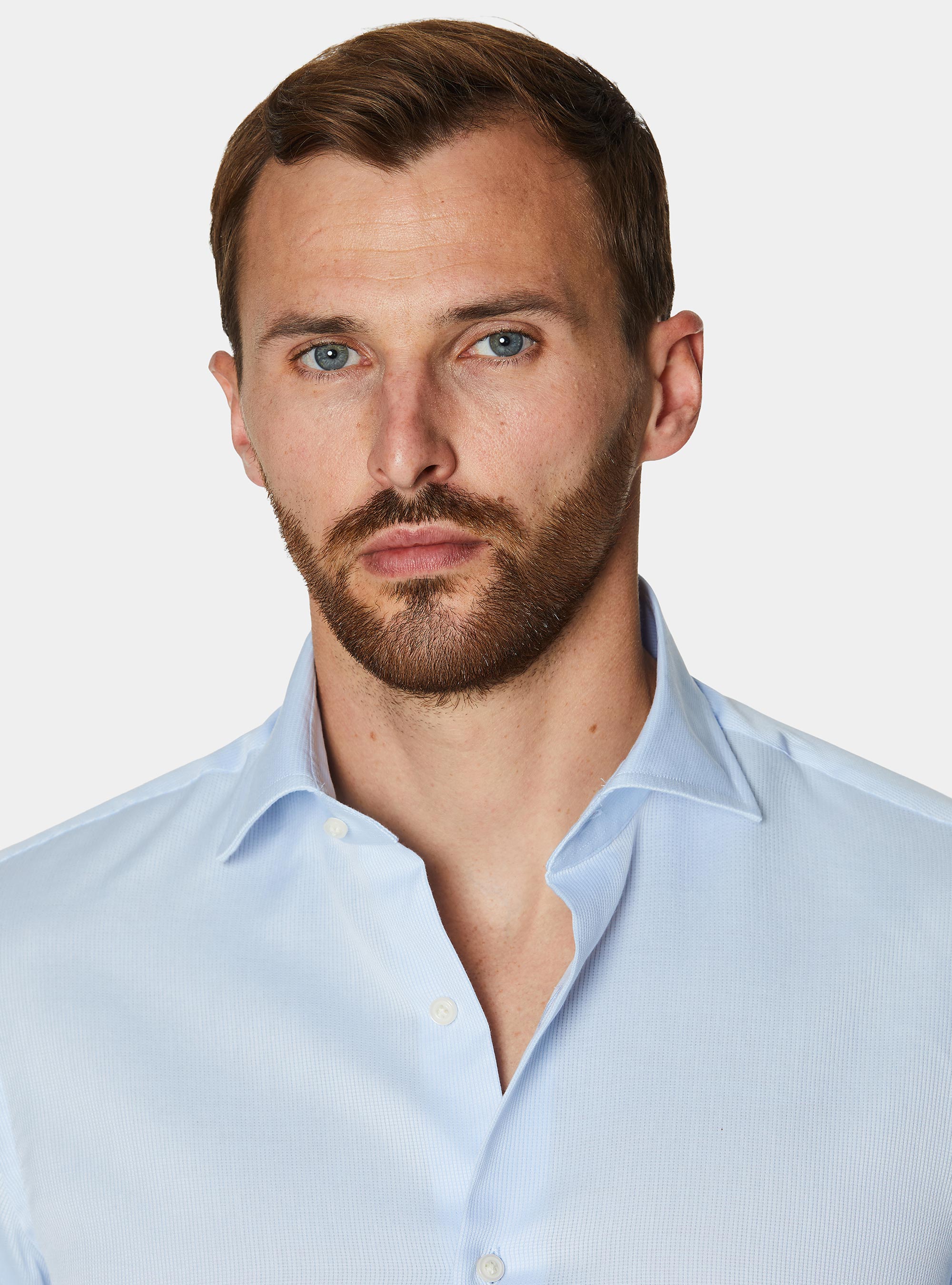 Chemise en coton textur&eacute;, BLEU CIEL