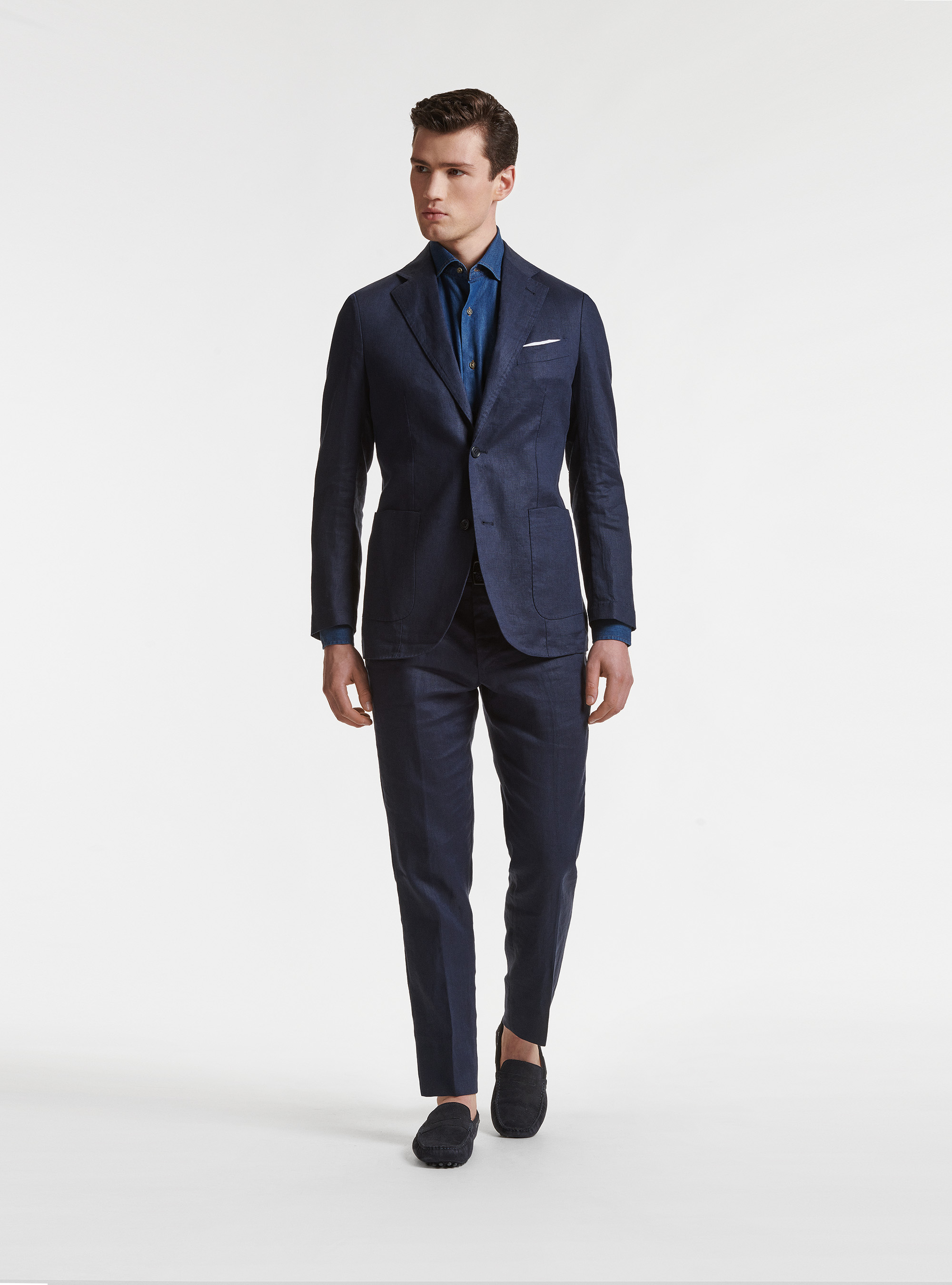 Pure linen suit blazer, NAVY BLUE