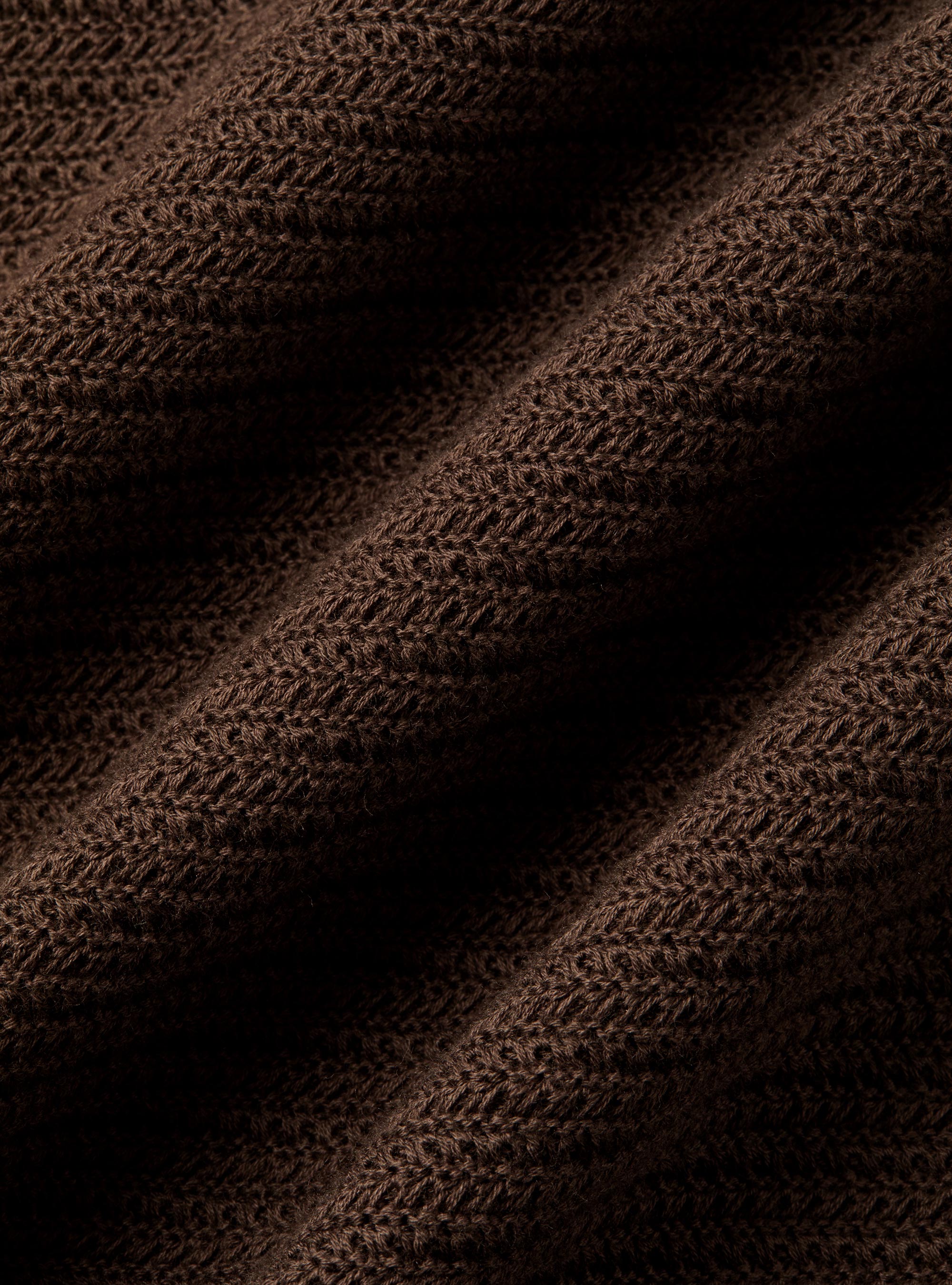 Polo en maille de coton textur&eacute;, MARRON
