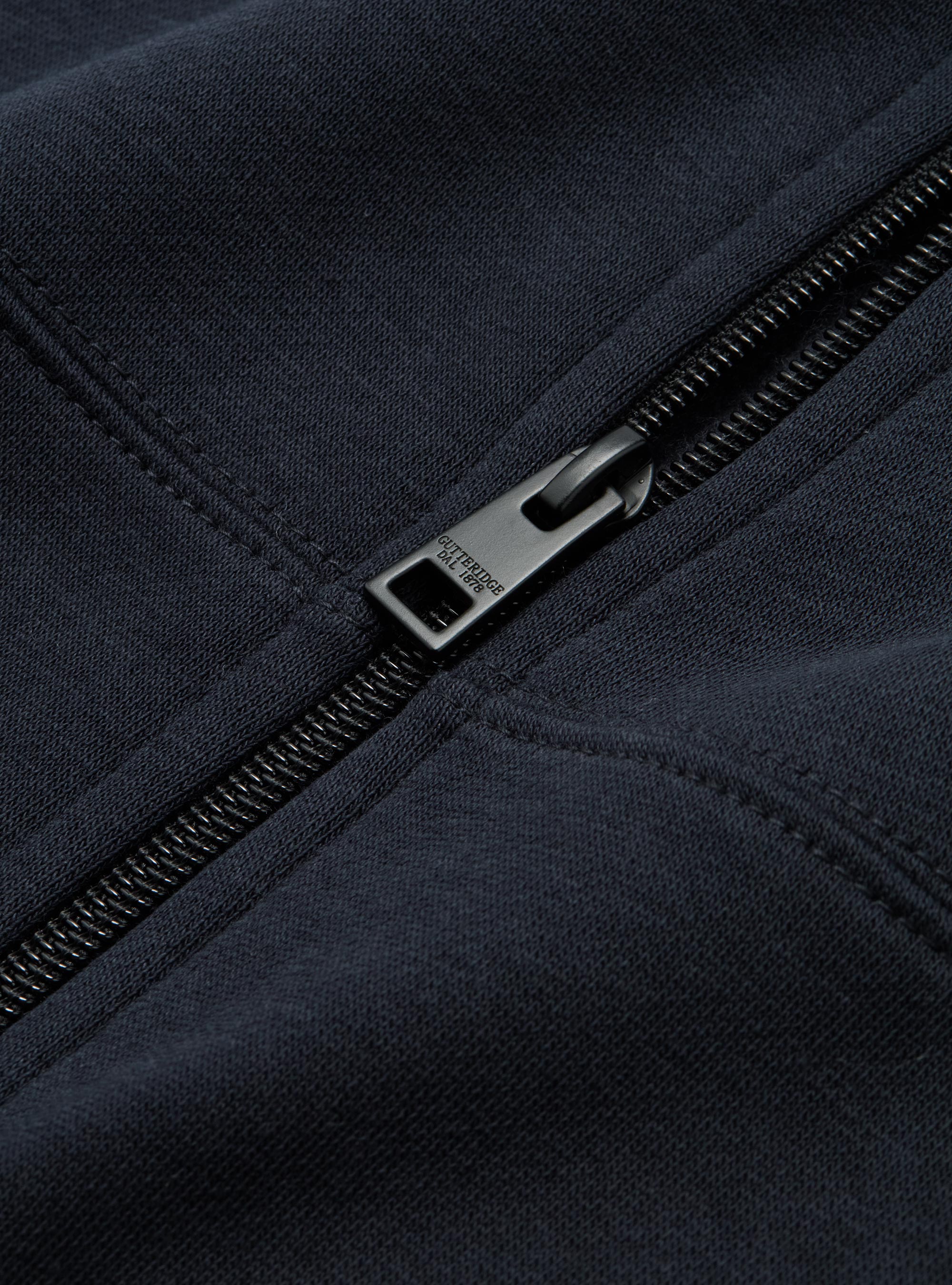 Cotton blend full zip sweatshirt, NAVY BLUE