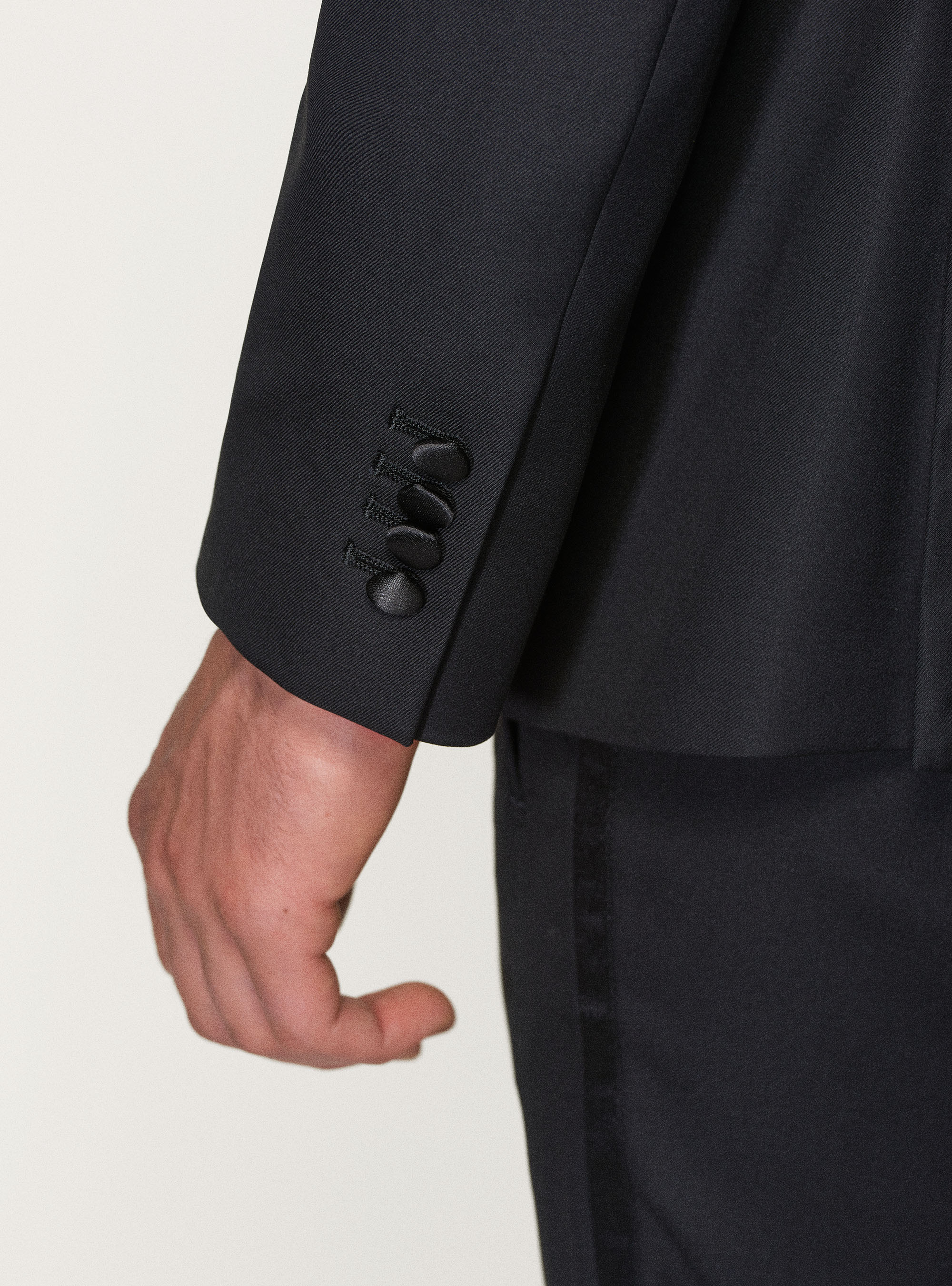 Pure superfine wool 110's Vitale Barberis Canonico tuxedo blazer, BLACK