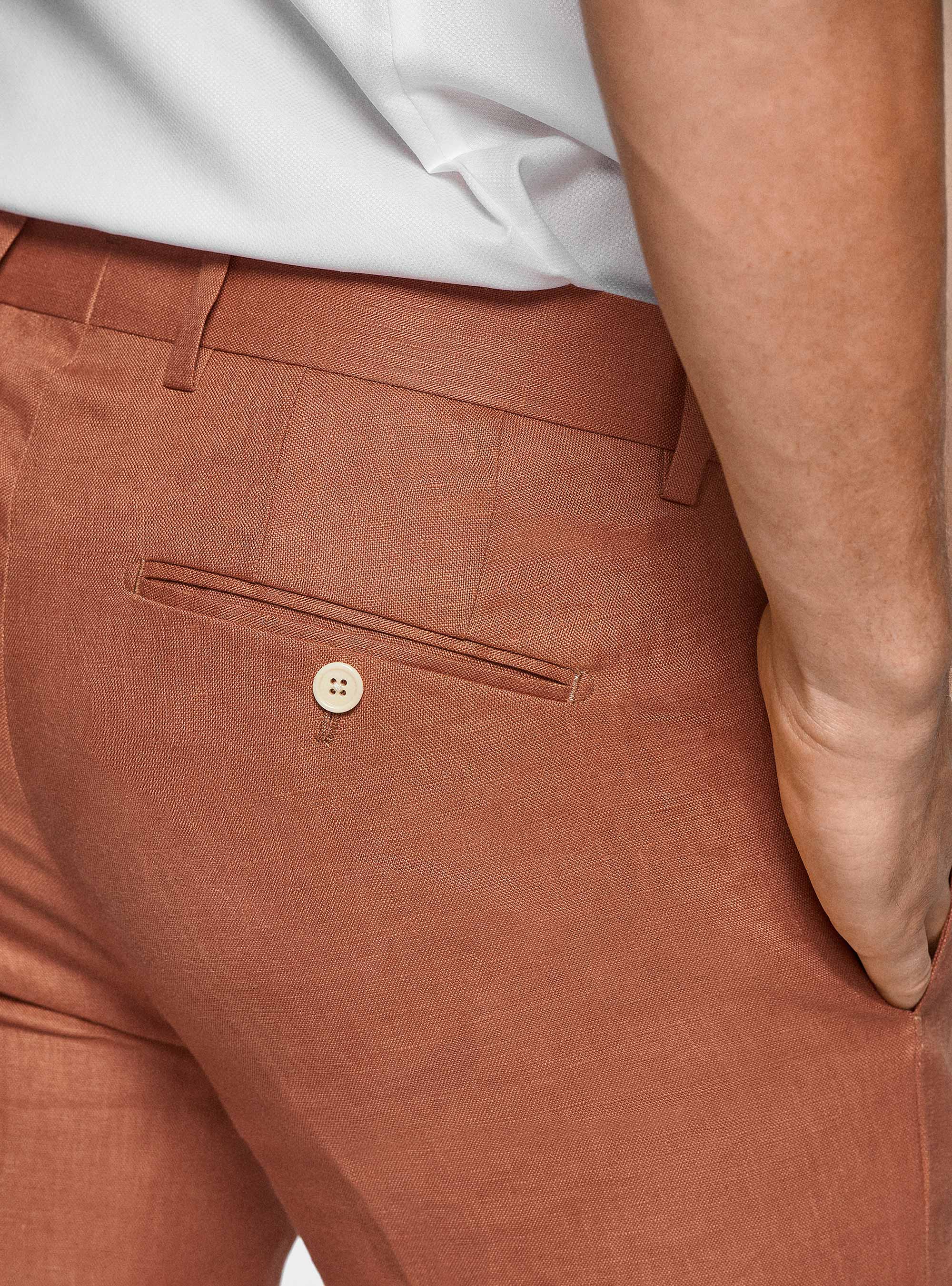 Pantaloni abito in puro lino, ROSA SALMONE 0468C