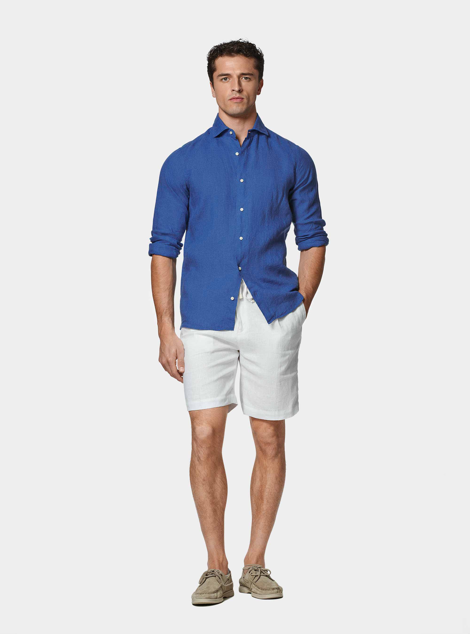 Camicia in puro lino, BLU