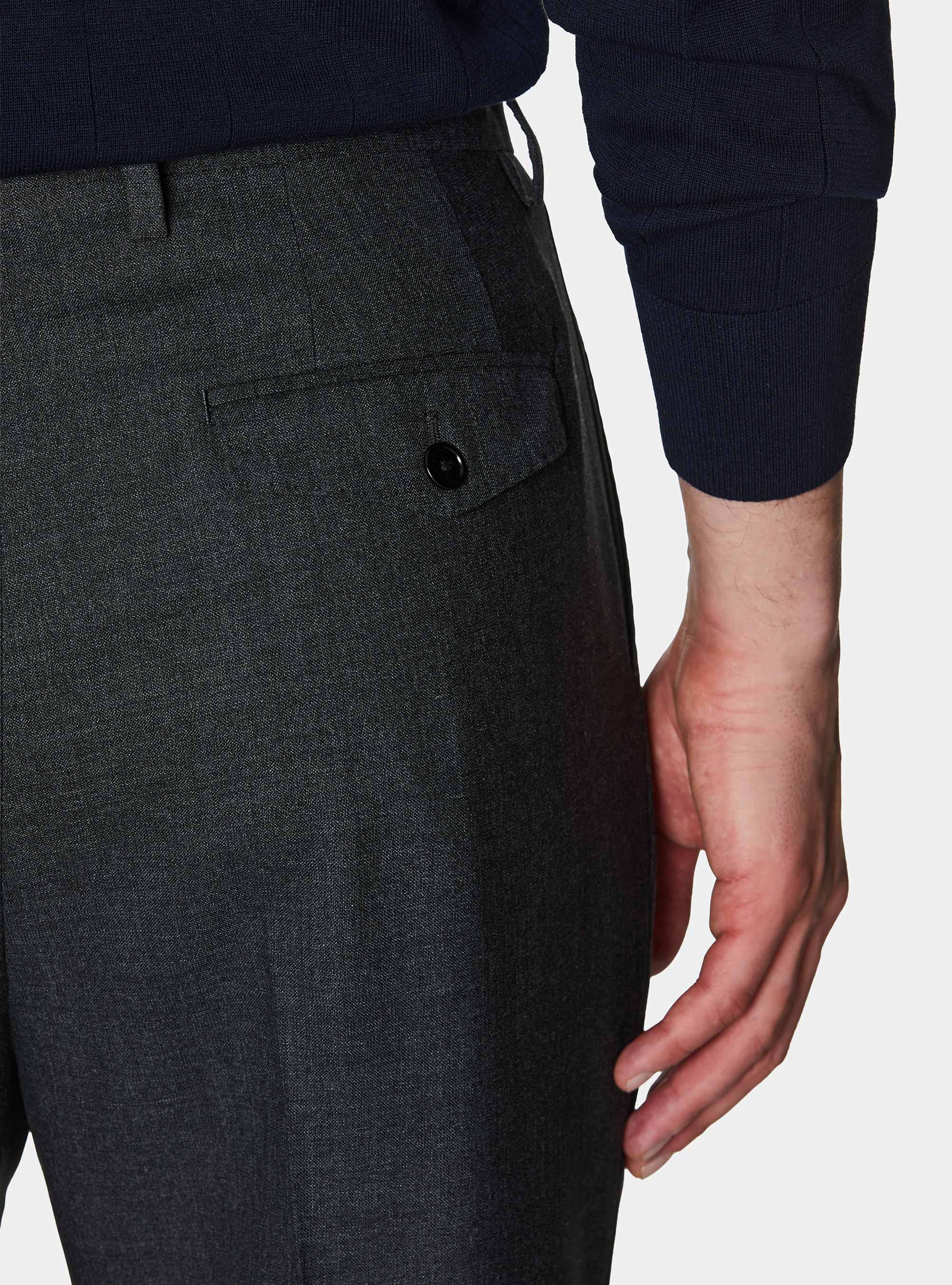 Vitale Barberis Canonico pure wool double pleat trousers, ASPHALT GREY