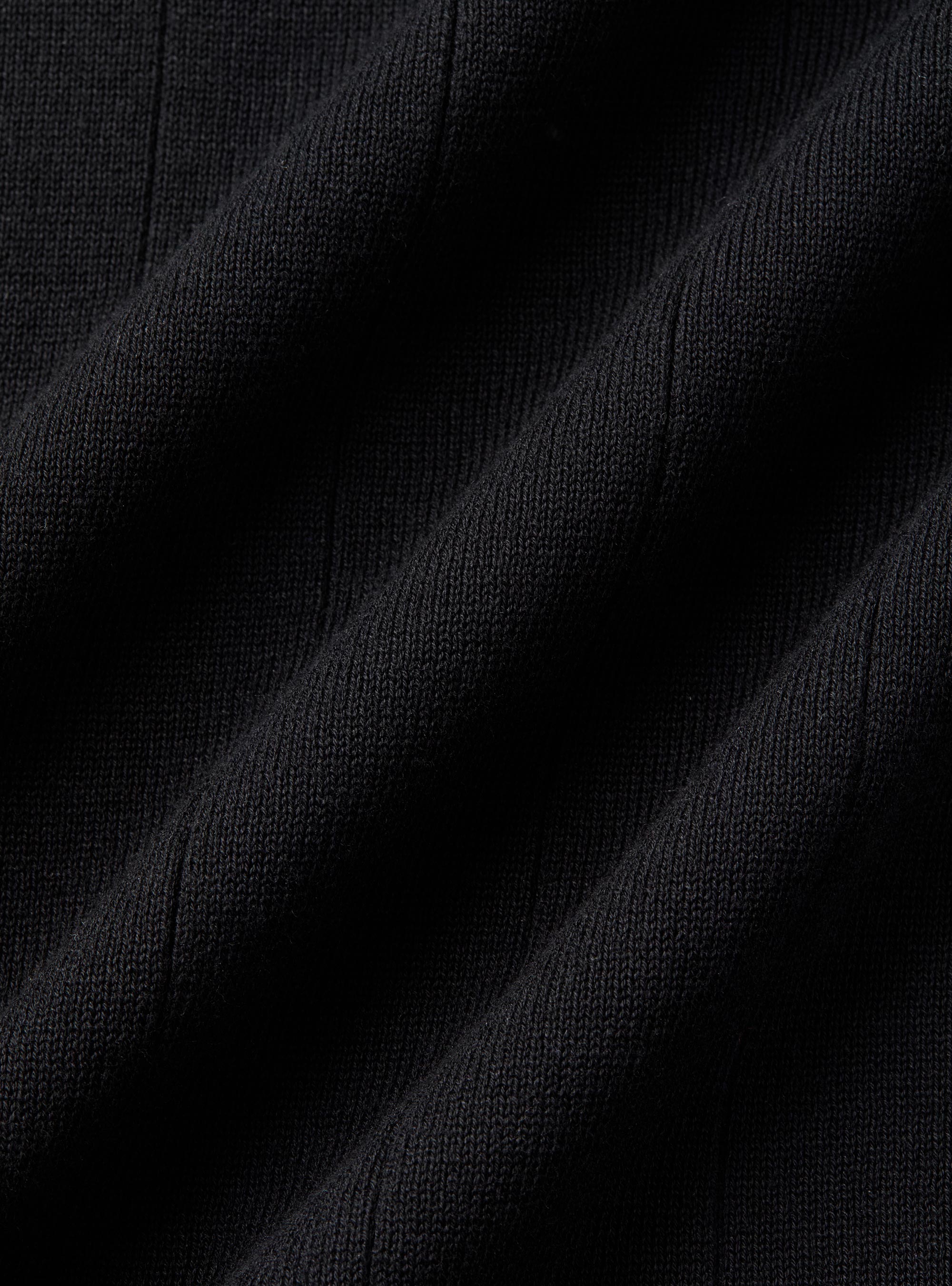 Pure cotton flat-ribbed sweater, BLACK