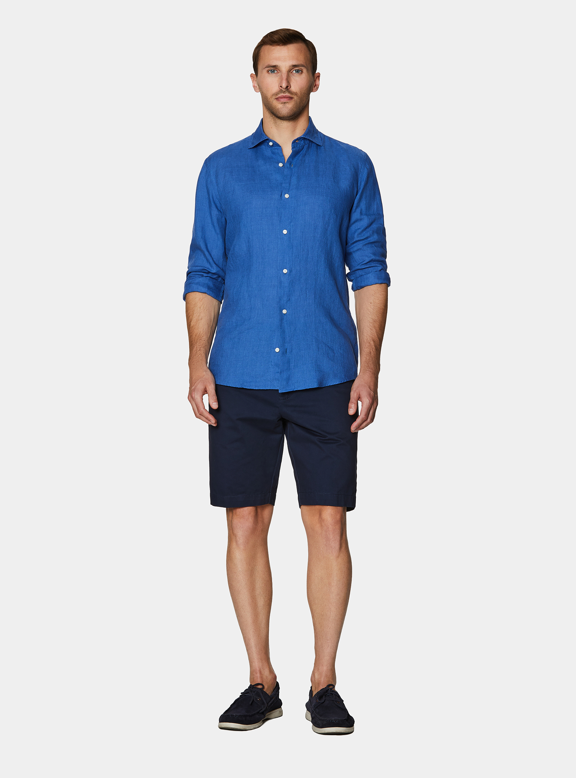Camisa de lino puro, AZUL MEDIO