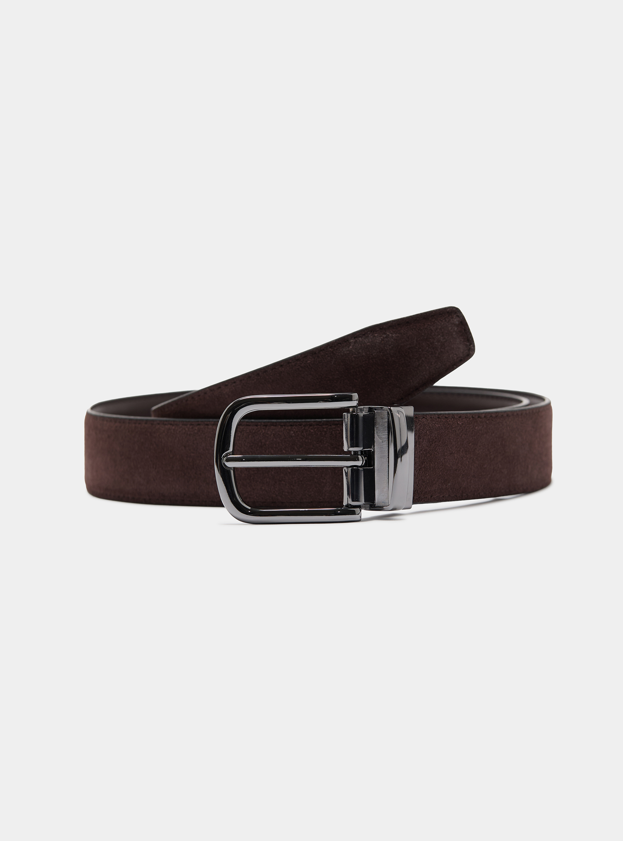 Wendbarer G&uuml;rtel aus Leder und Wildleder, MARRONE 0507C