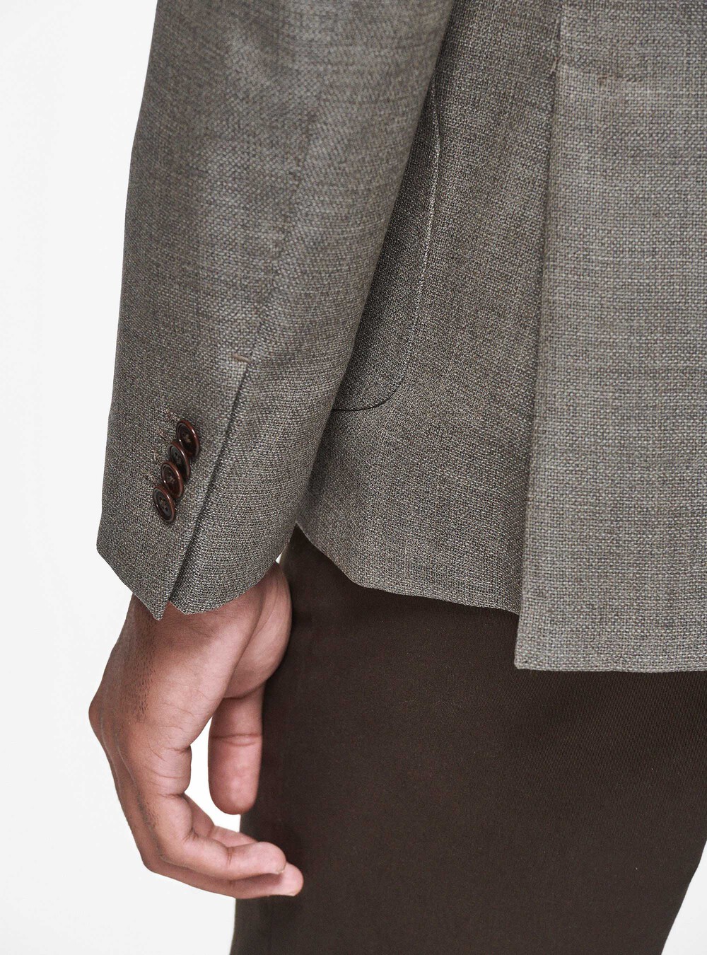 Micro-textured pure wool blazer, MUD