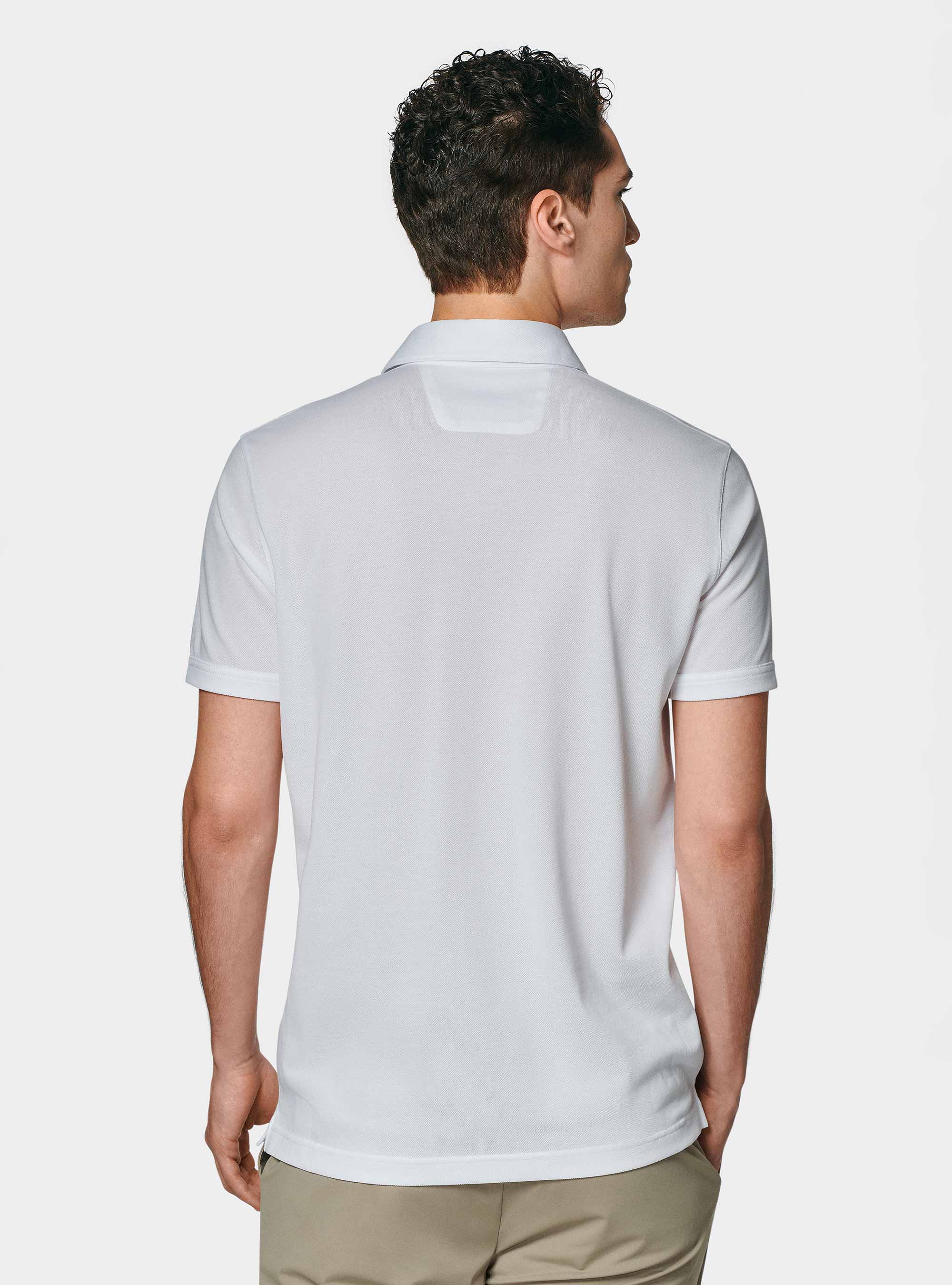 Polo GT01 in piquet stretch, BIANCO