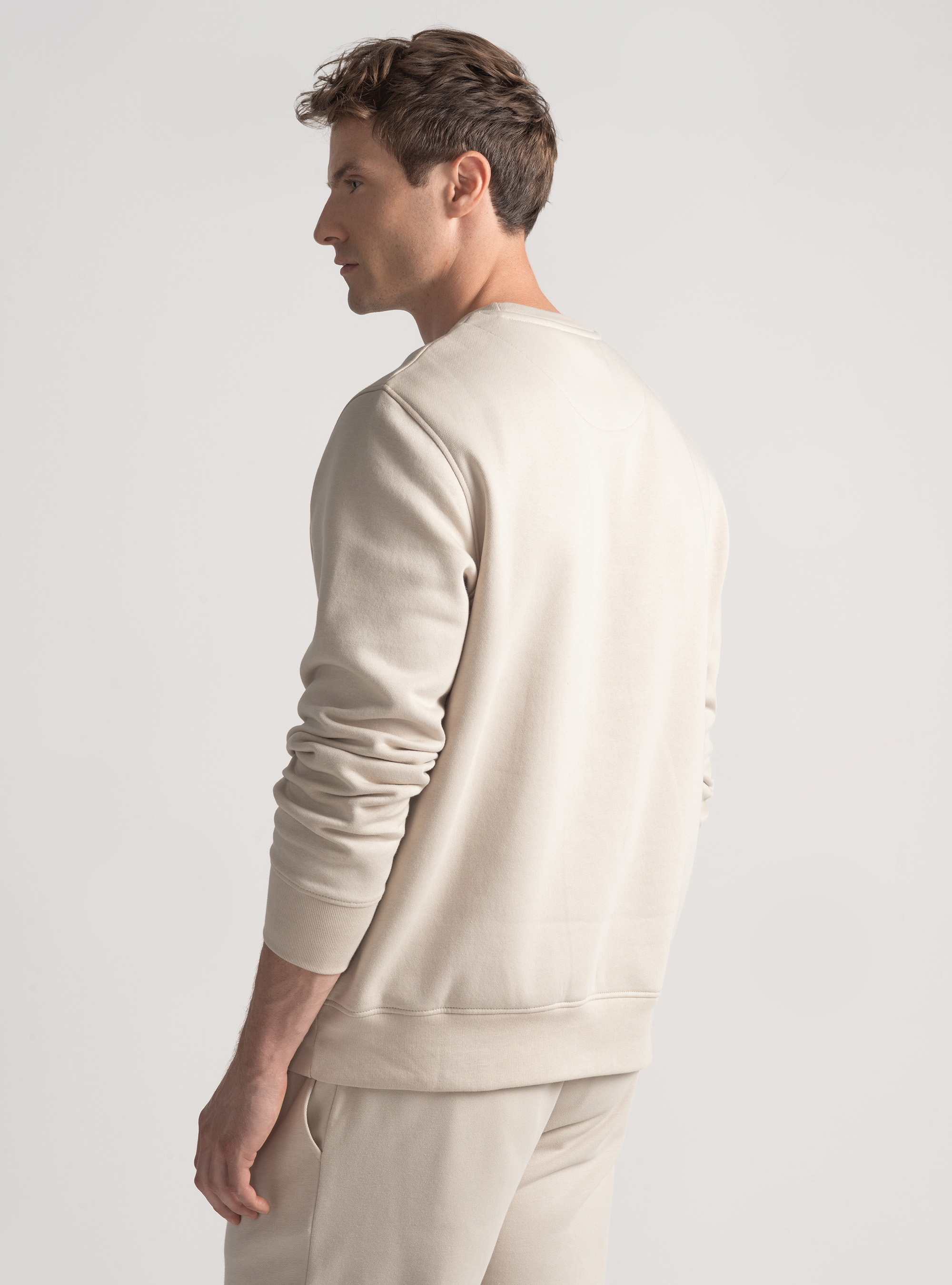 Crew-neck sweatshirt with logo, ECRU