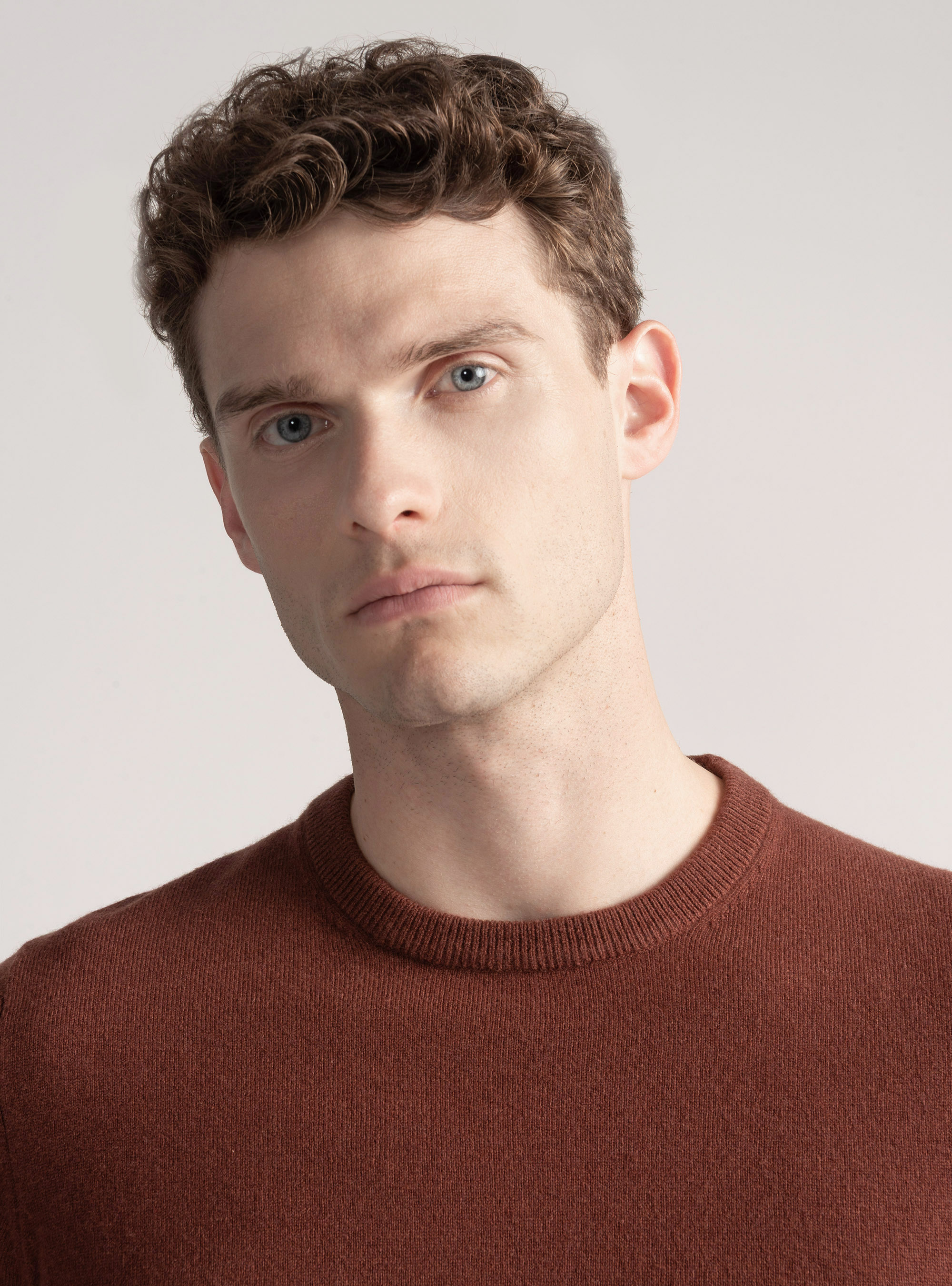 Maglia girocollo in lana lambswool e cashmere, 0396C MATTONE