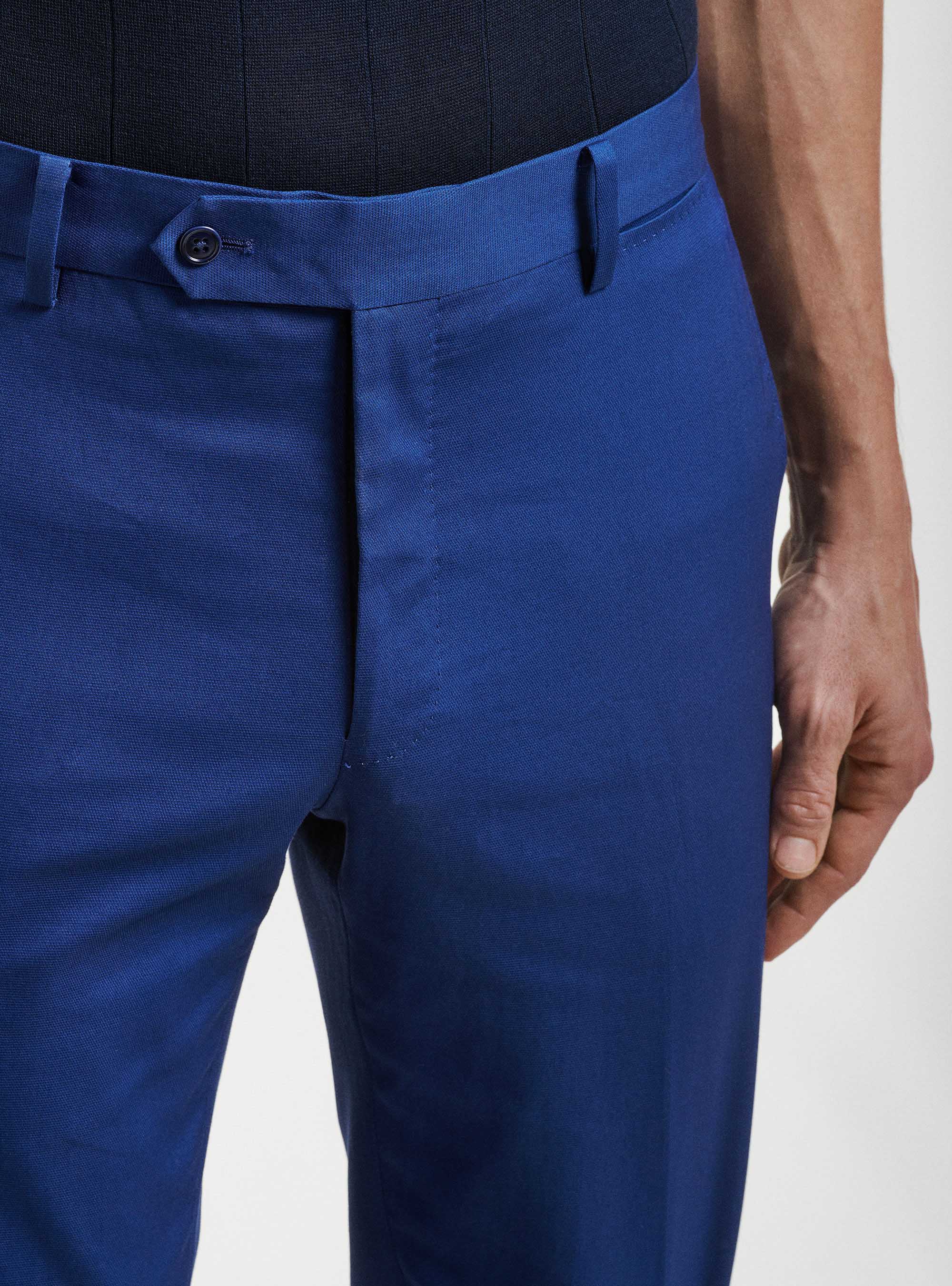 Pantalones de traje blindados de algod&oacute;n, AZUL MEDIO