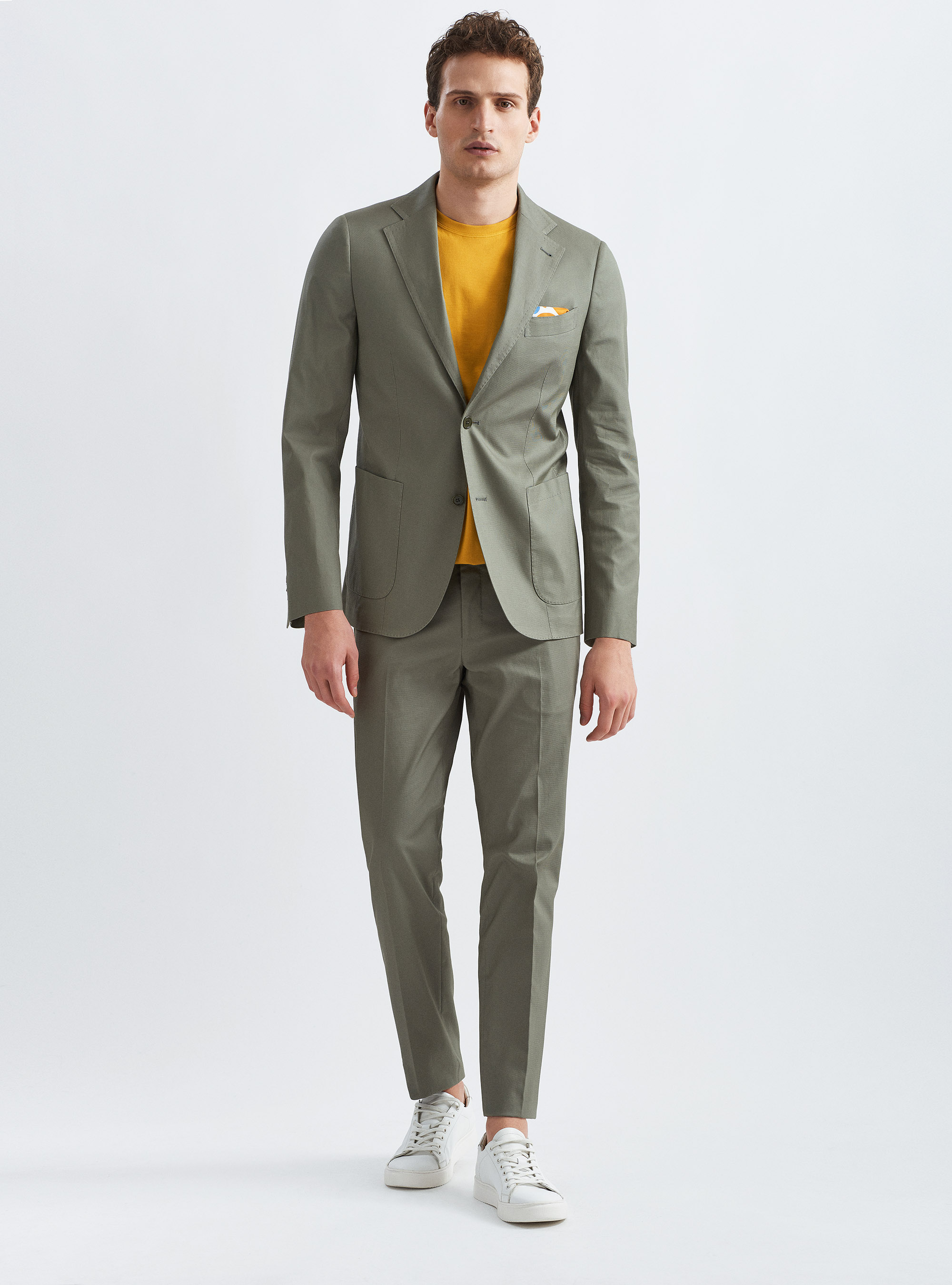 Armoured stretch cotton suit trousers, SALVIA 0602C