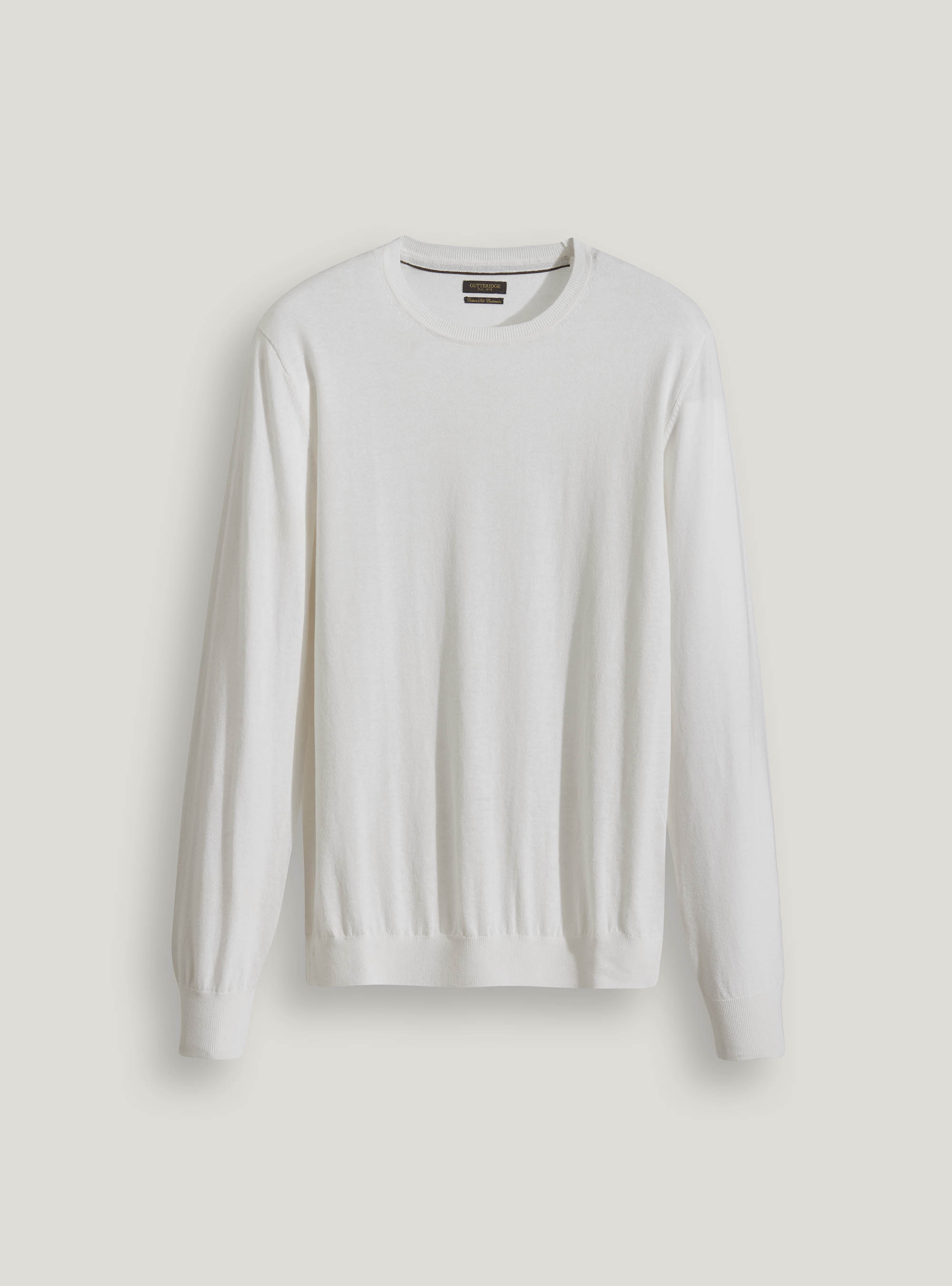 Round-neck cotton silk and cashmere sweater, WHITE